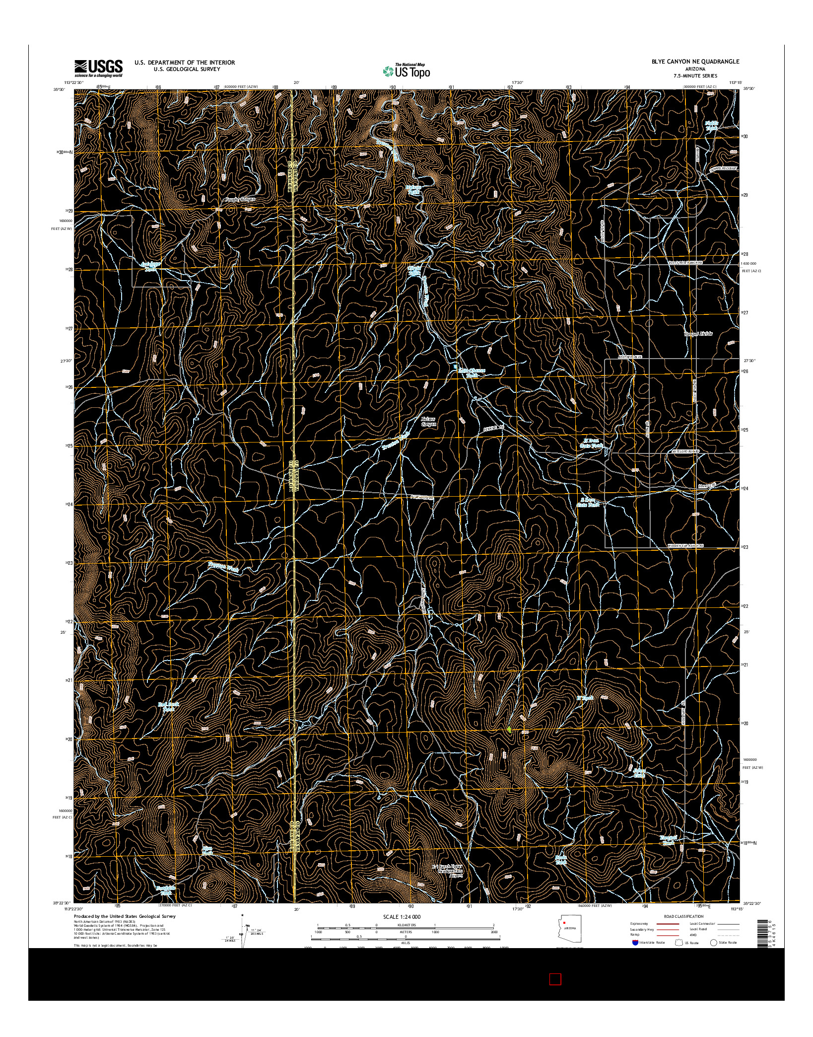 USGS US TOPO 7.5-MINUTE MAP FOR BLYE CANYON NE, AZ 2014