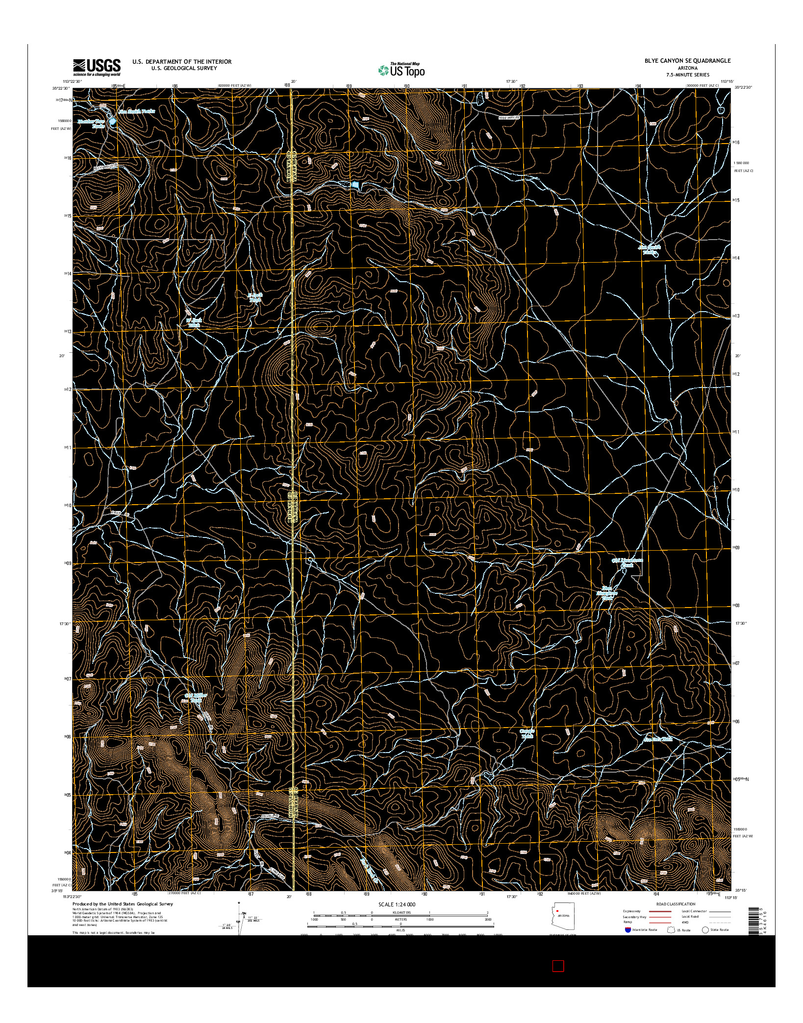 USGS US TOPO 7.5-MINUTE MAP FOR BLYE CANYON SE, AZ 2014