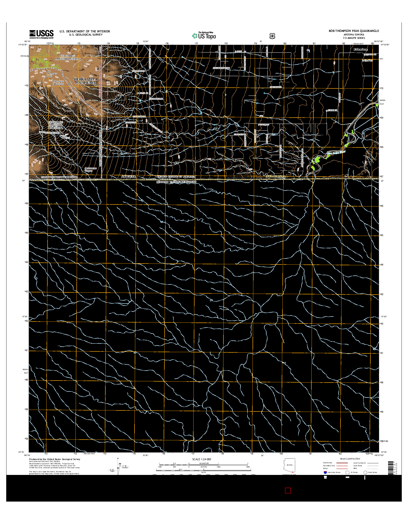 USGS US TOPO 7.5-MINUTE MAP FOR BOB THOMPSON PEAK, AZ-SON 2014