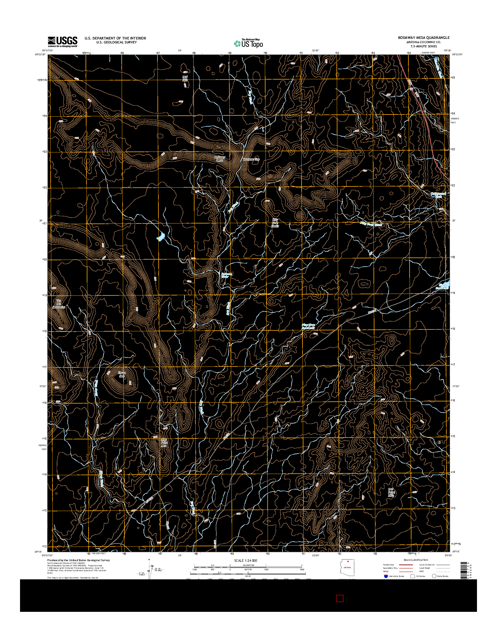 USGS US TOPO 7.5-MINUTE MAP FOR BODAWAY MESA, AZ 2014