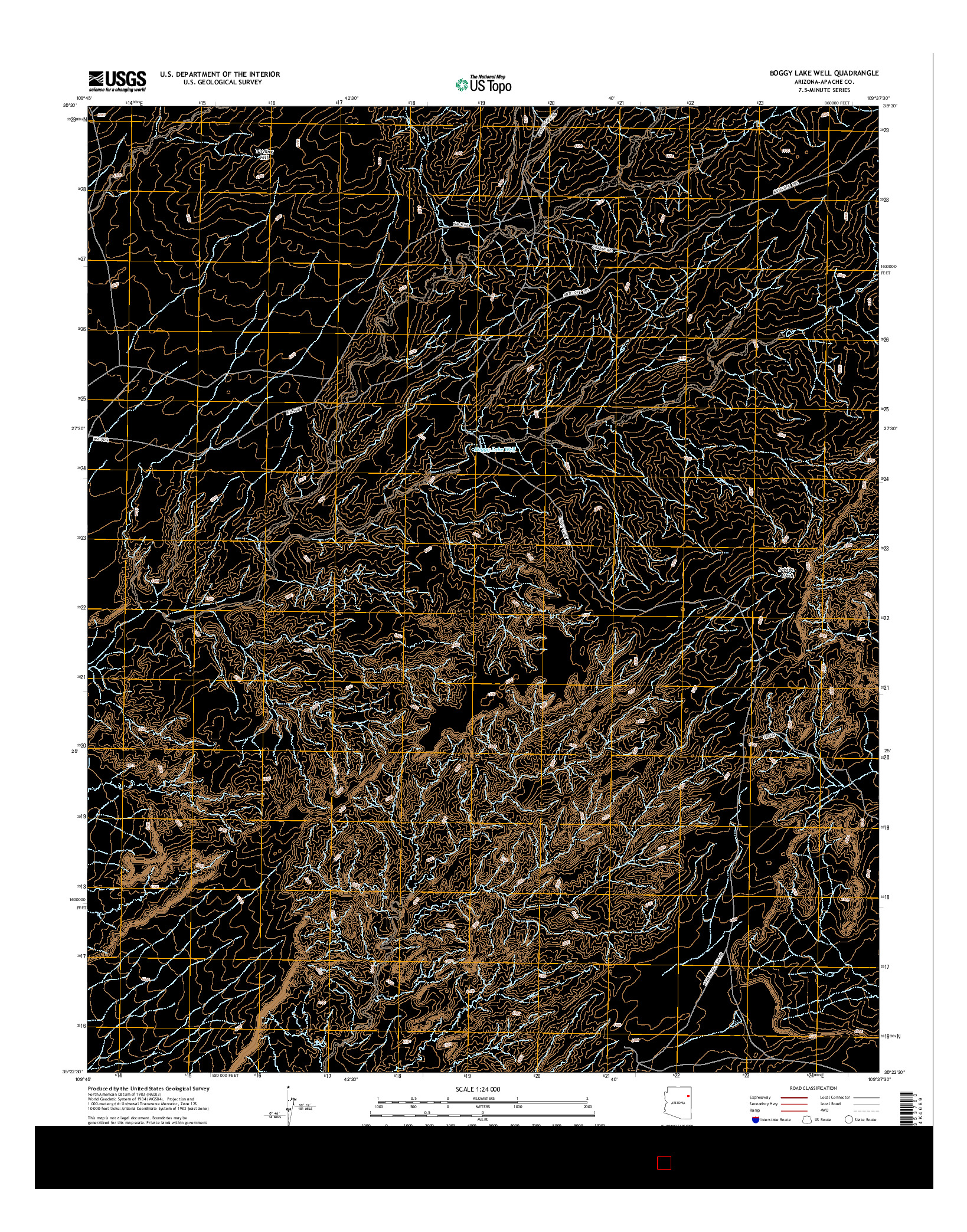 USGS US TOPO 7.5-MINUTE MAP FOR BOGGY LAKE WELL, AZ 2014