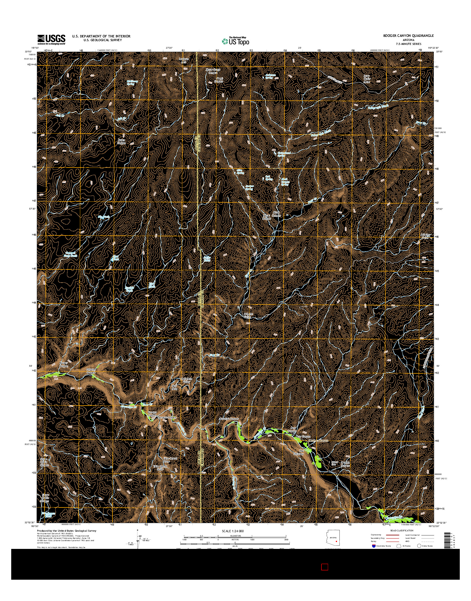 USGS US TOPO 7.5-MINUTE MAP FOR BOOGER CANYON, AZ 2014