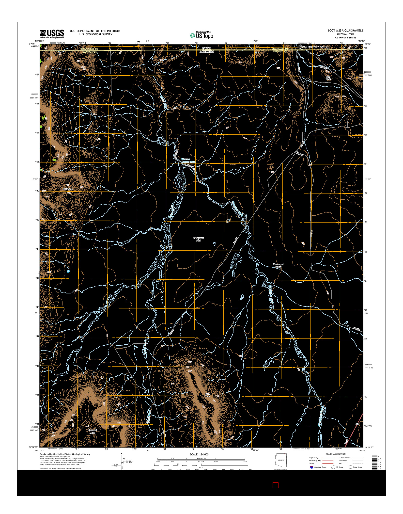 USGS US TOPO 7.5-MINUTE MAP FOR BOOT MESA, AZ-UT 2014