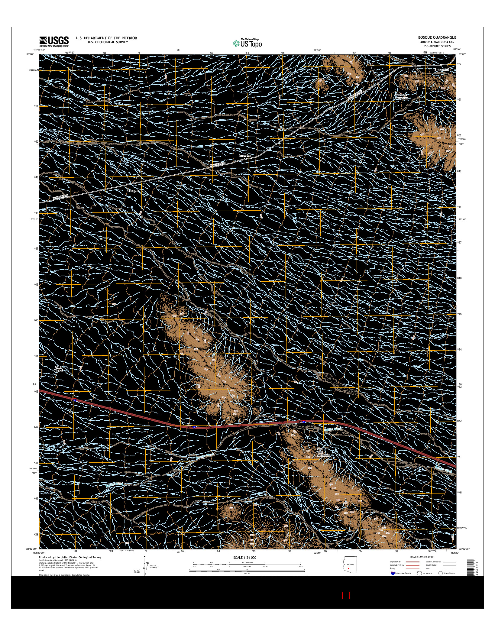 USGS US TOPO 7.5-MINUTE MAP FOR BOSQUE, AZ 2014
