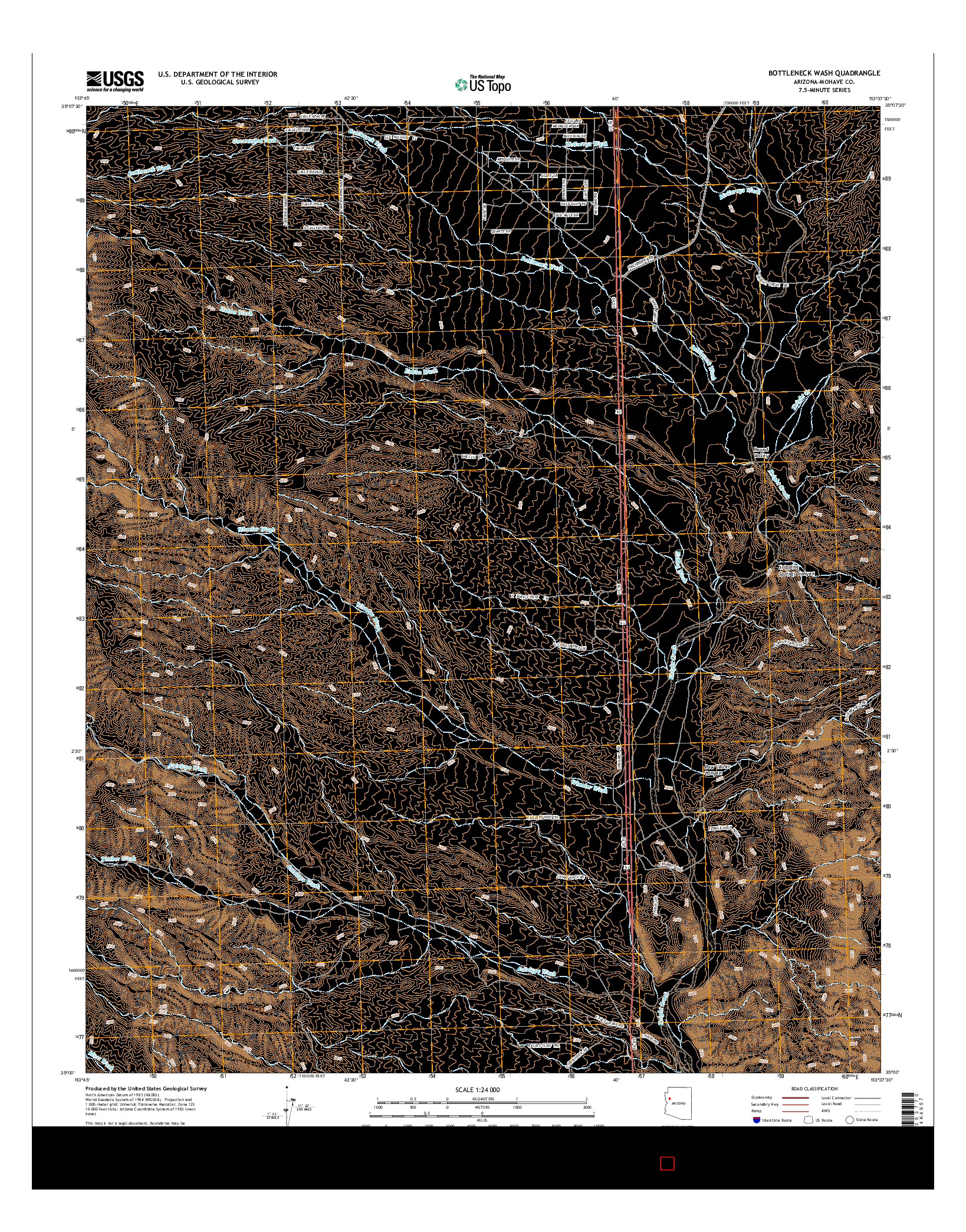 USGS US TOPO 7.5-MINUTE MAP FOR BOTTLENECK WASH, AZ 2014