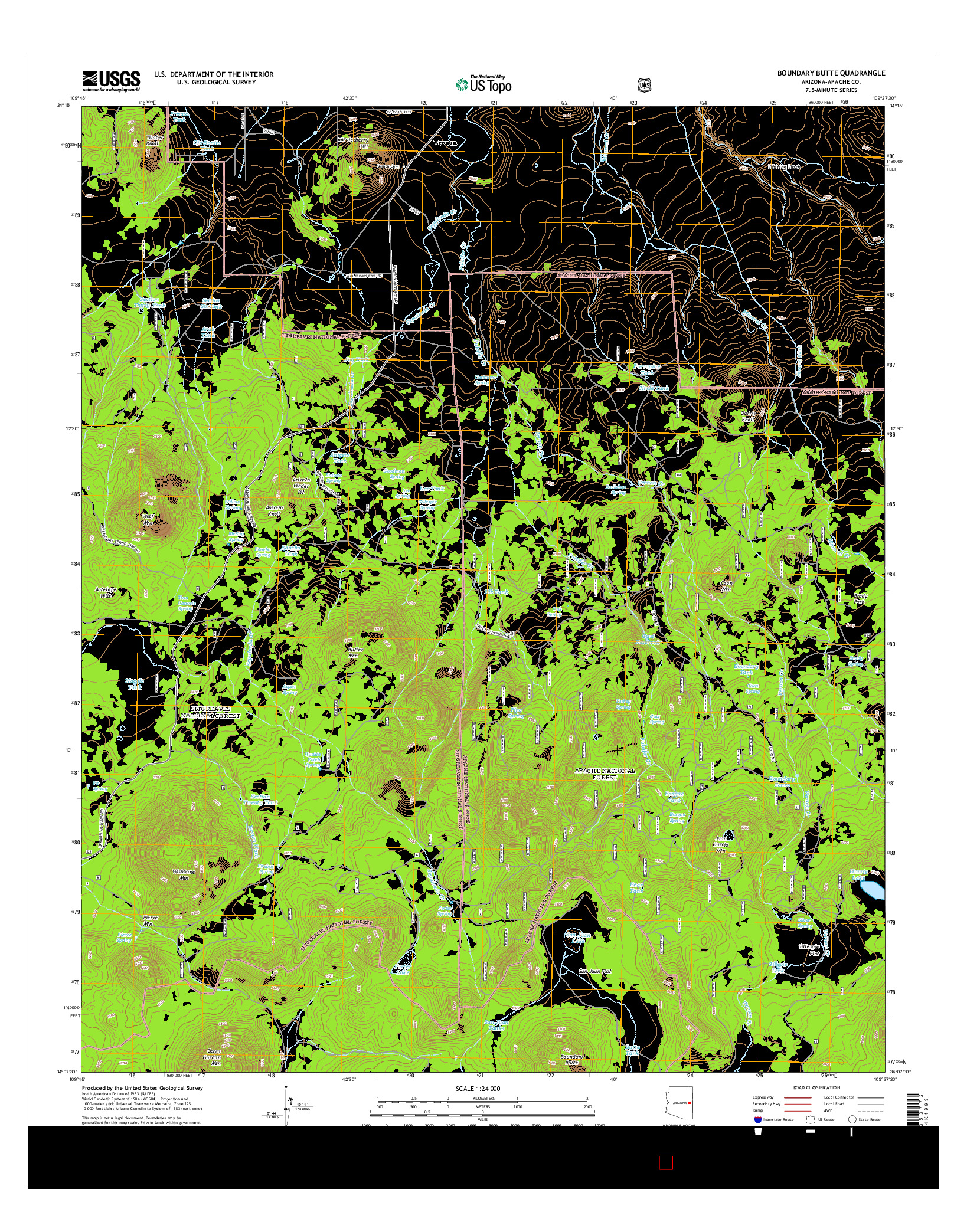 USGS US TOPO 7.5-MINUTE MAP FOR BOUNDARY BUTTE, AZ 2014