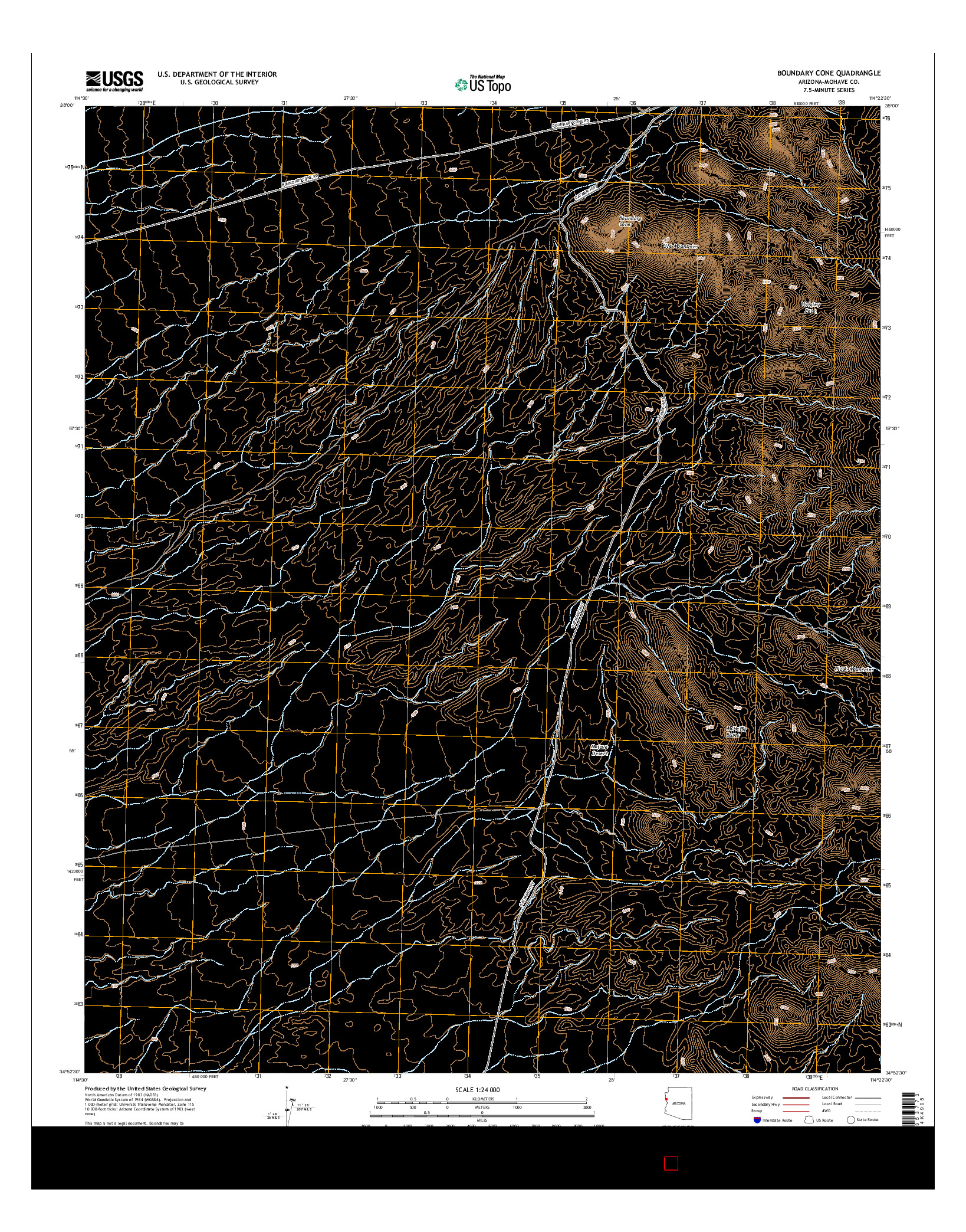 USGS US TOPO 7.5-MINUTE MAP FOR BOUNDARY CONE, AZ 2014
