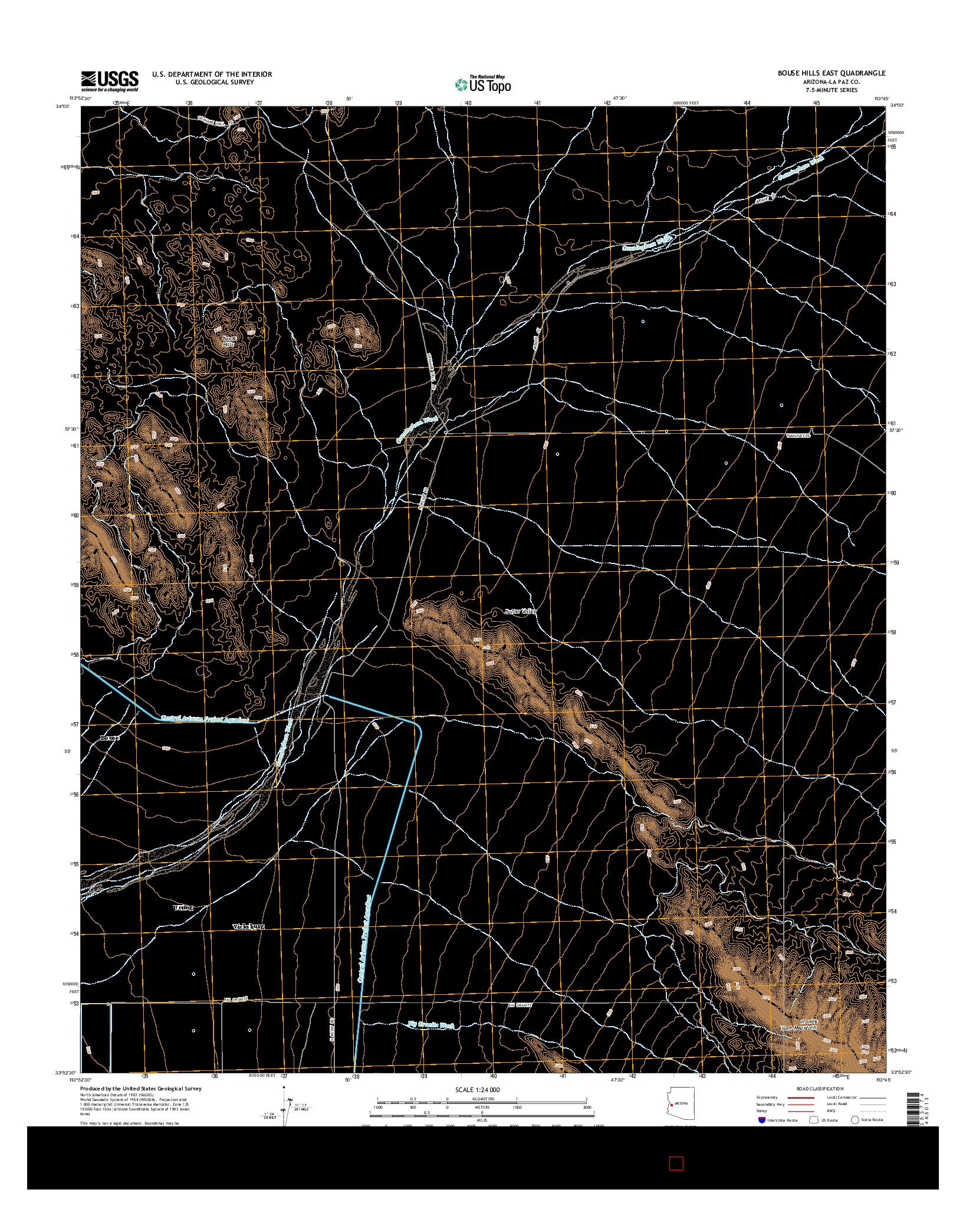 USGS US TOPO 7.5-MINUTE MAP FOR BOUSE HILLS EAST, AZ 2014