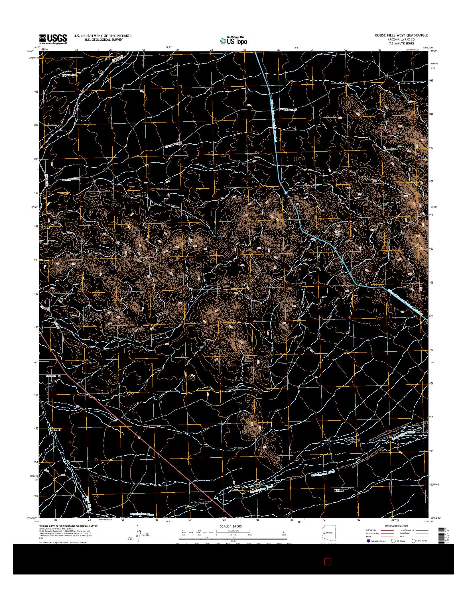 USGS US TOPO 7.5-MINUTE MAP FOR BOUSE HILLS WEST, AZ 2014