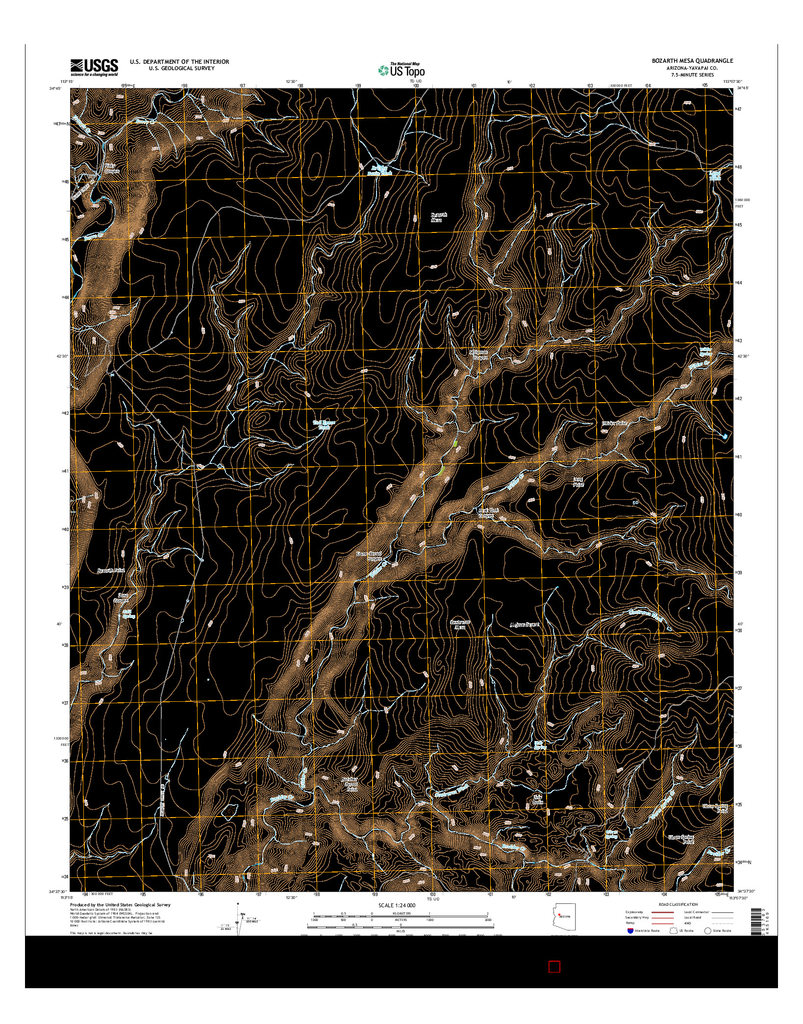 USGS US TOPO 7.5-MINUTE MAP FOR BOZARTH MESA, AZ 2014