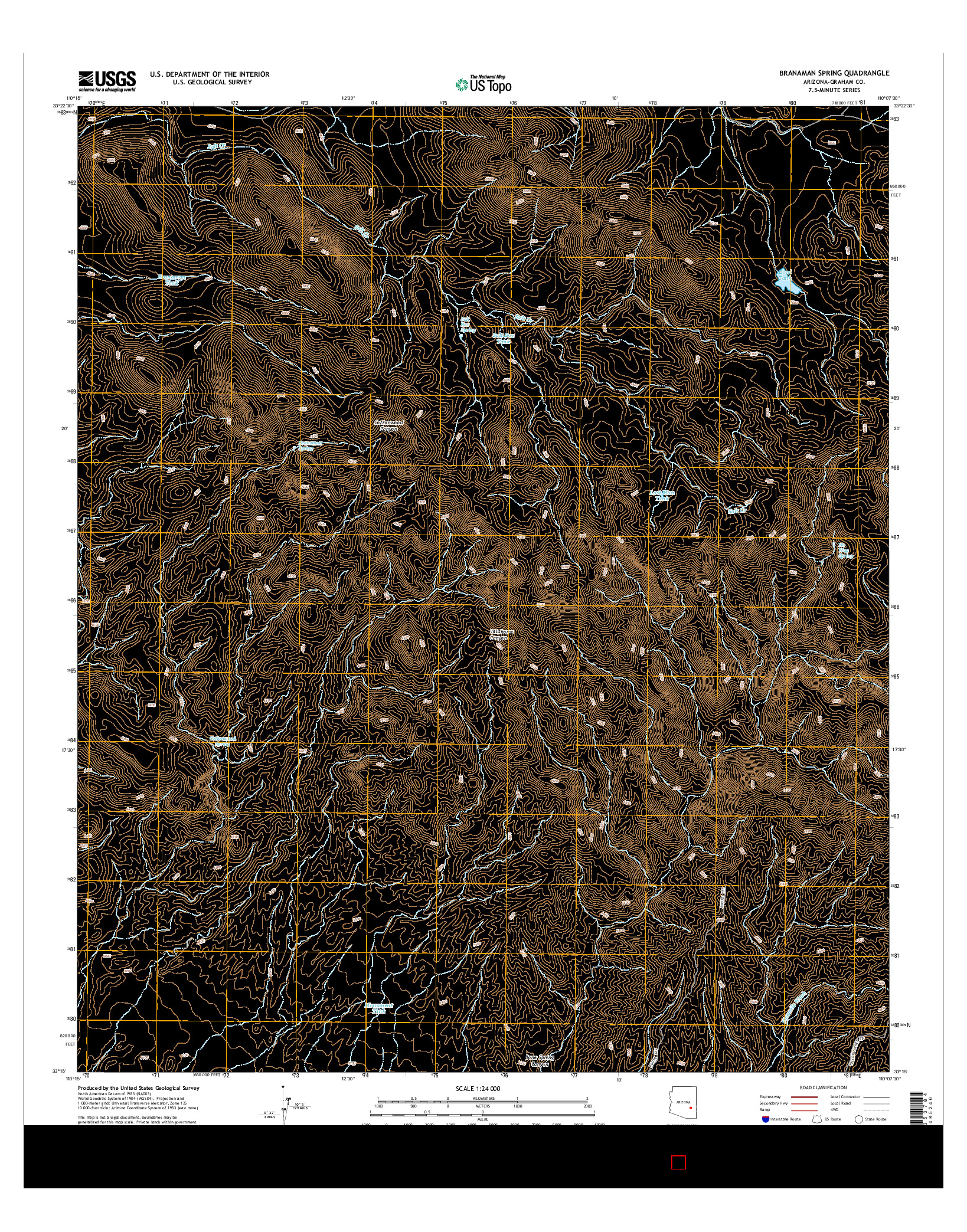 USGS US TOPO 7.5-MINUTE MAP FOR BRANAMAN SPRING, AZ 2014