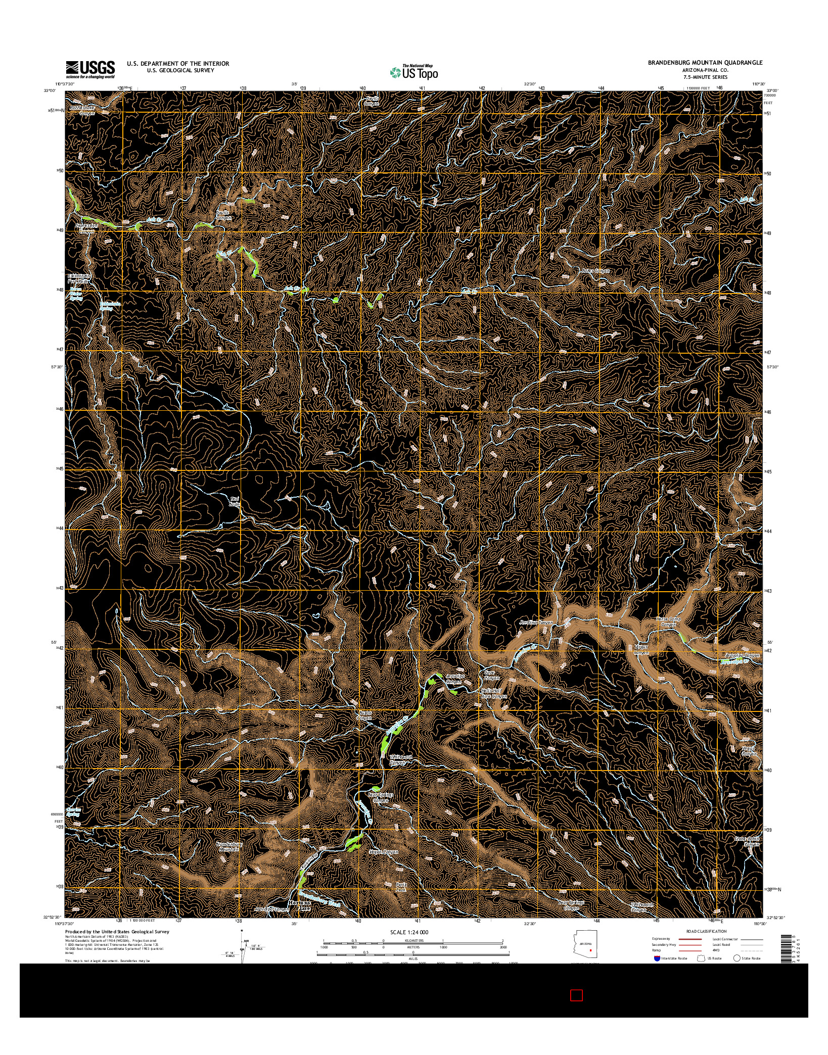 USGS US TOPO 7.5-MINUTE MAP FOR BRANDENBURG MOUNTAIN, AZ 2014