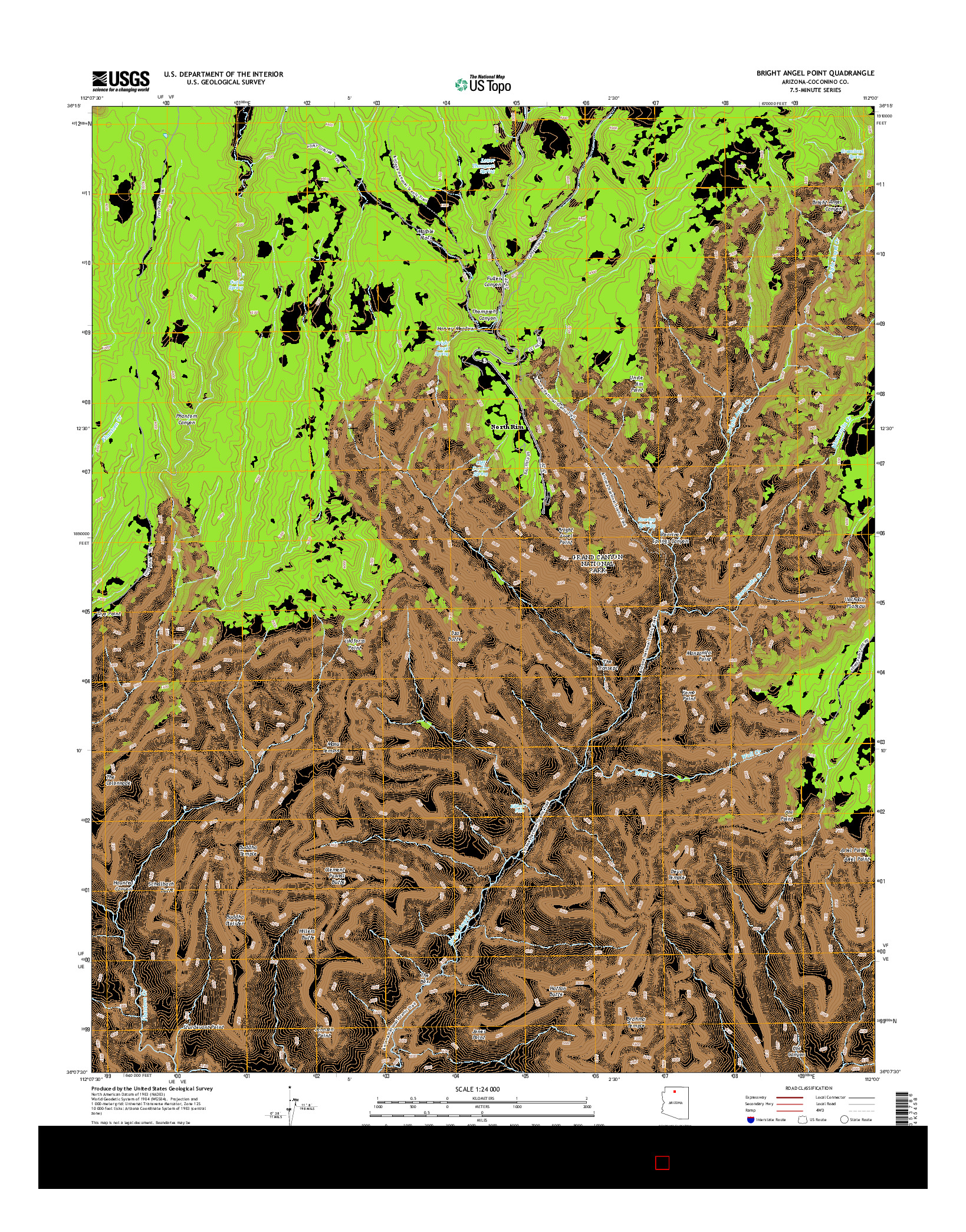 USGS US TOPO 7.5-MINUTE MAP FOR BRIGHT ANGEL POINT, AZ 2014