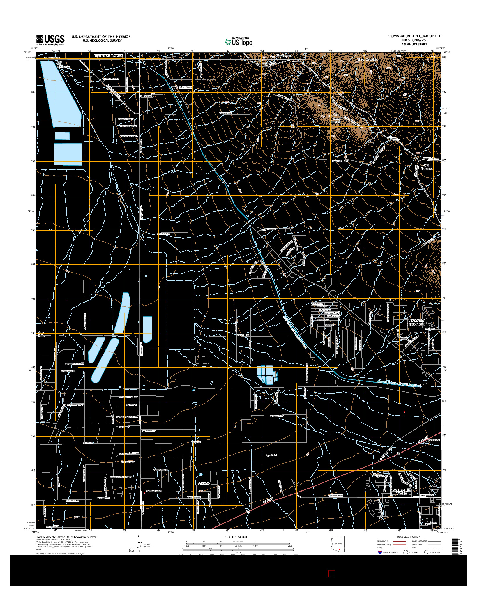 USGS US TOPO 7.5-MINUTE MAP FOR BROWN MOUNTAIN, AZ 2014