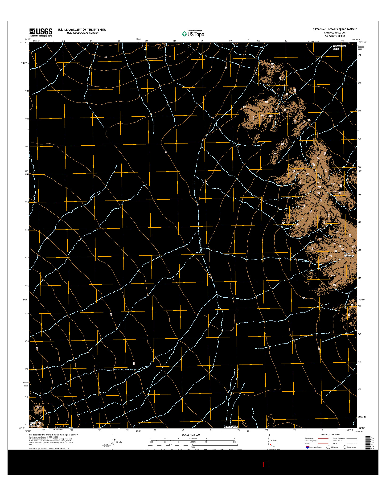 USGS US TOPO 7.5-MINUTE MAP FOR BRYAN MOUNTAINS, AZ 2014