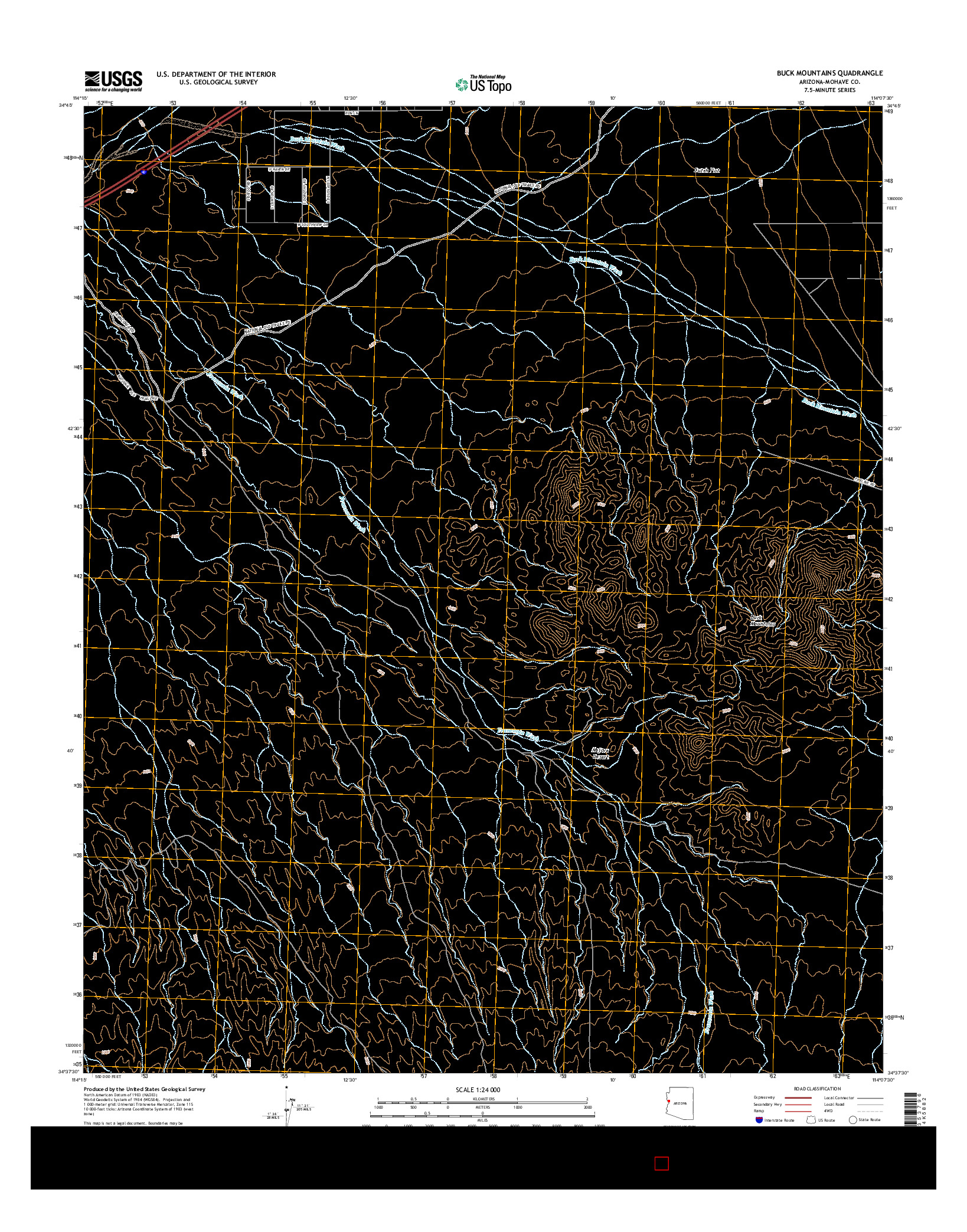 USGS US TOPO 7.5-MINUTE MAP FOR BUCK MOUNTAINS, AZ 2014