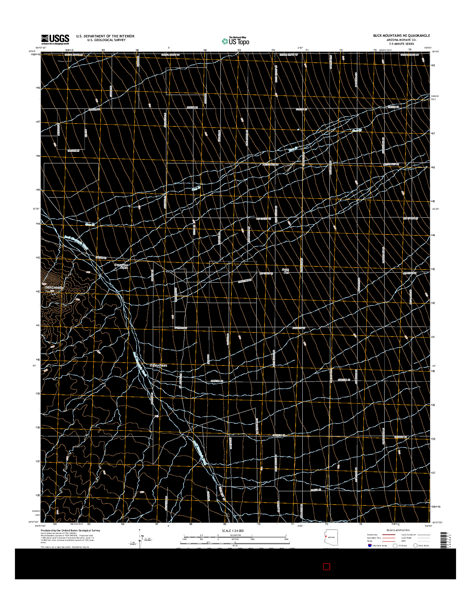 USGS US TOPO 7.5-MINUTE MAP FOR BUCK MOUNTAINS NE, AZ 2014