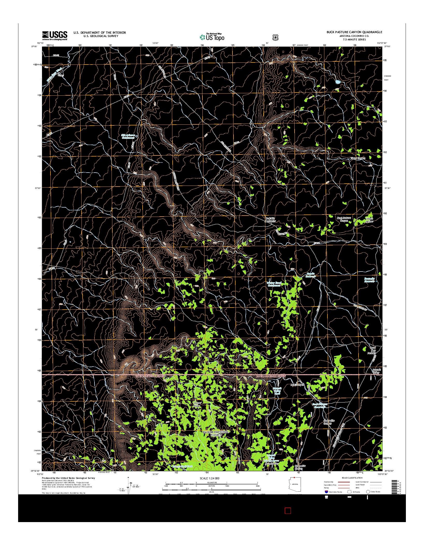 USGS US TOPO 7.5-MINUTE MAP FOR BUCK PASTURE CANYON, AZ 2014