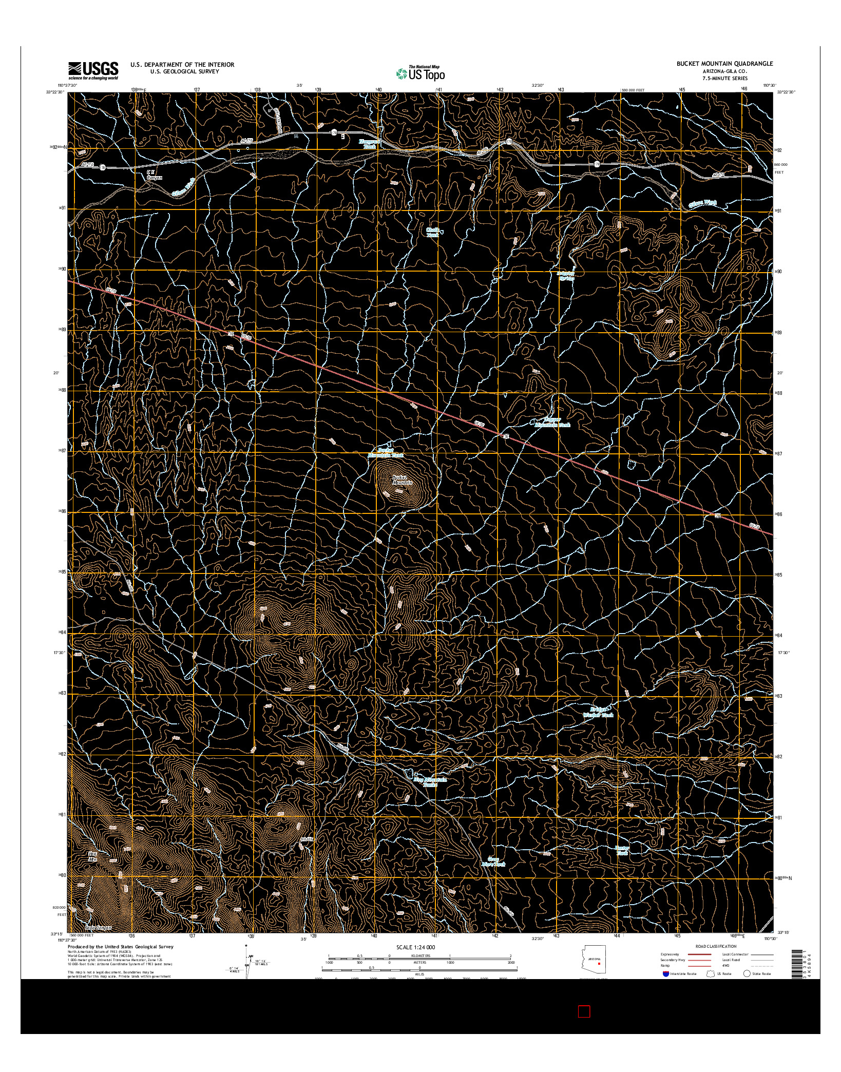 USGS US TOPO 7.5-MINUTE MAP FOR BUCKET MOUNTAIN, AZ 2014