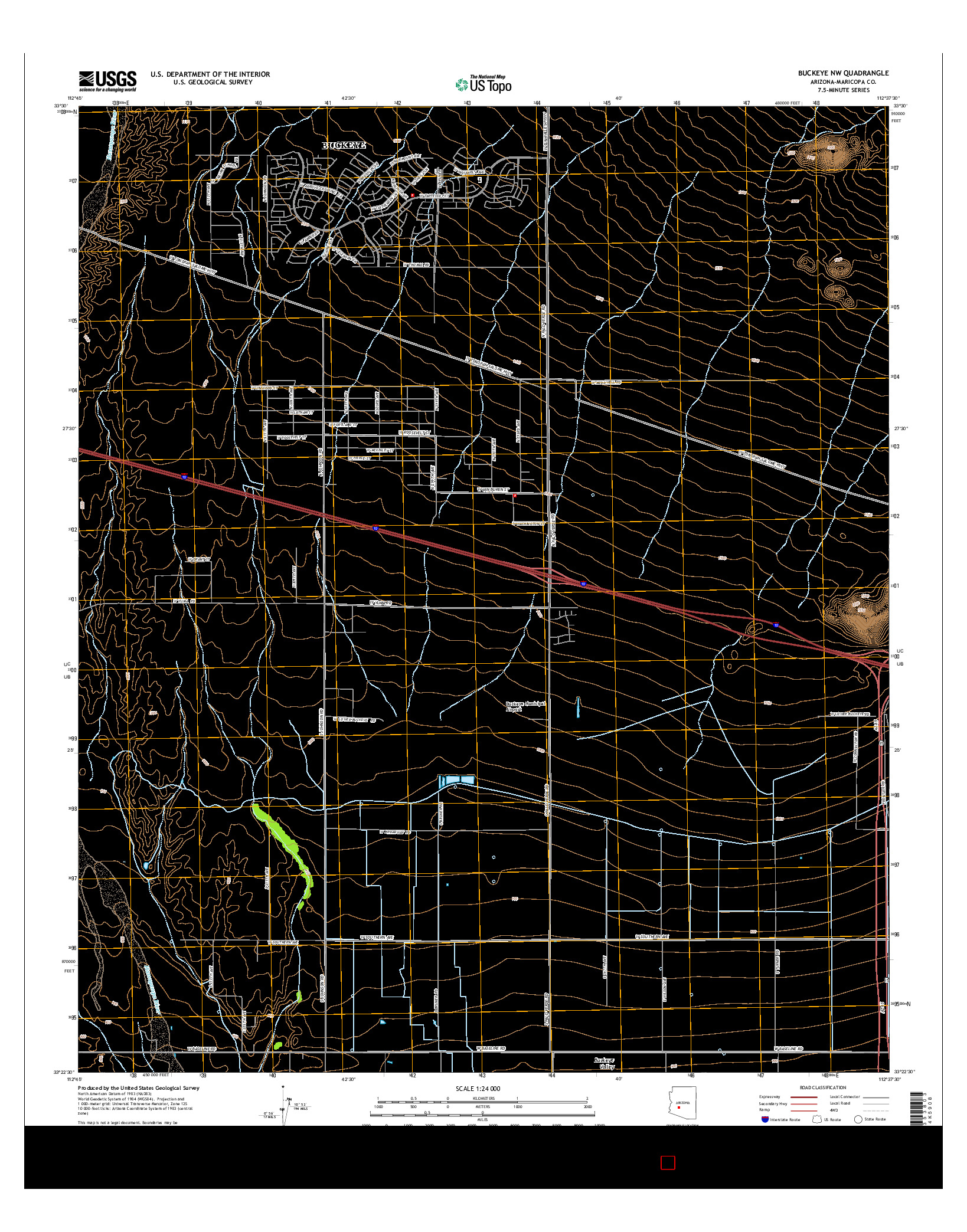 USGS US TOPO 7.5-MINUTE MAP FOR BUCKEYE NW, AZ 2014