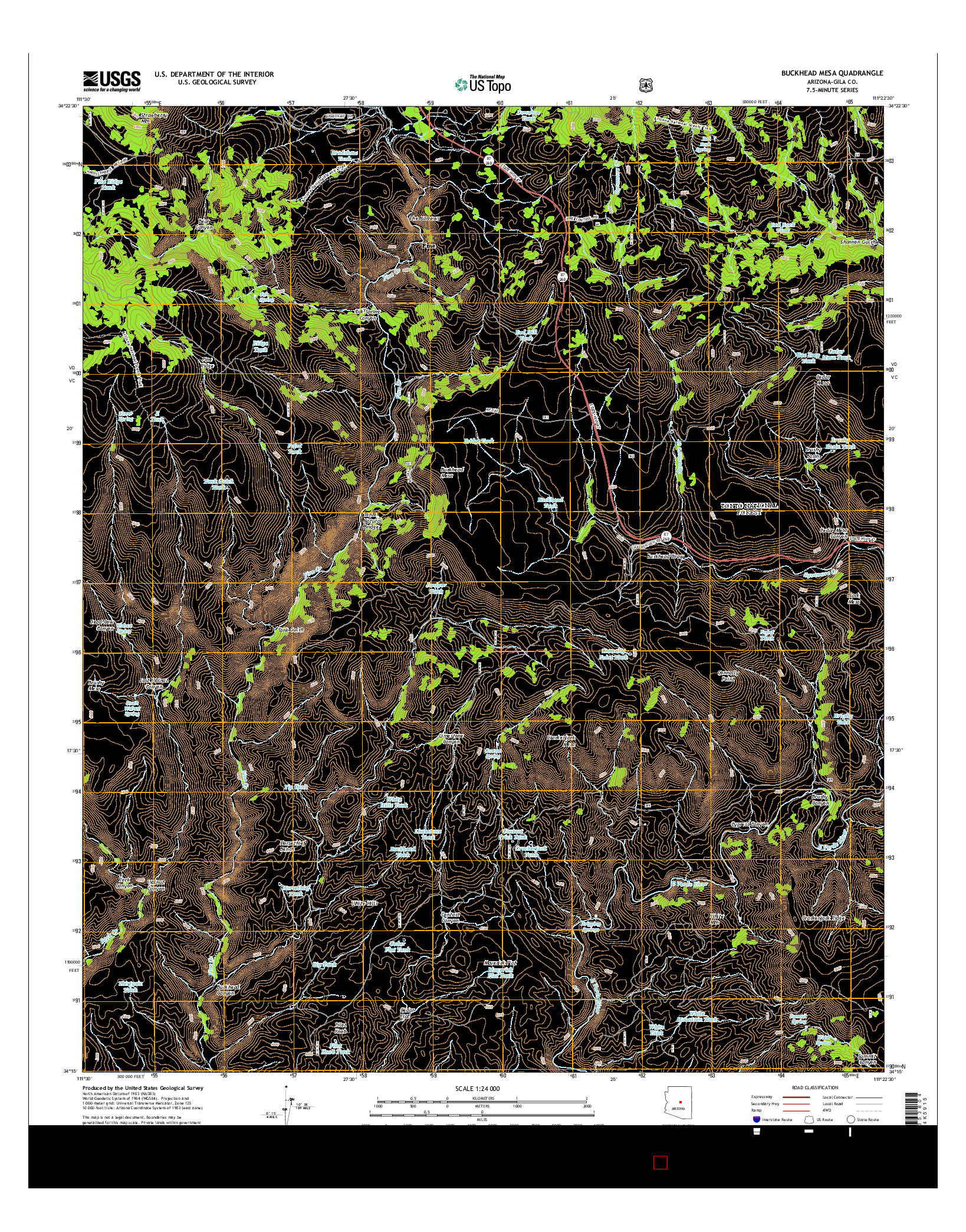 USGS US TOPO 7.5-MINUTE MAP FOR BUCKHEAD MESA, AZ 2014