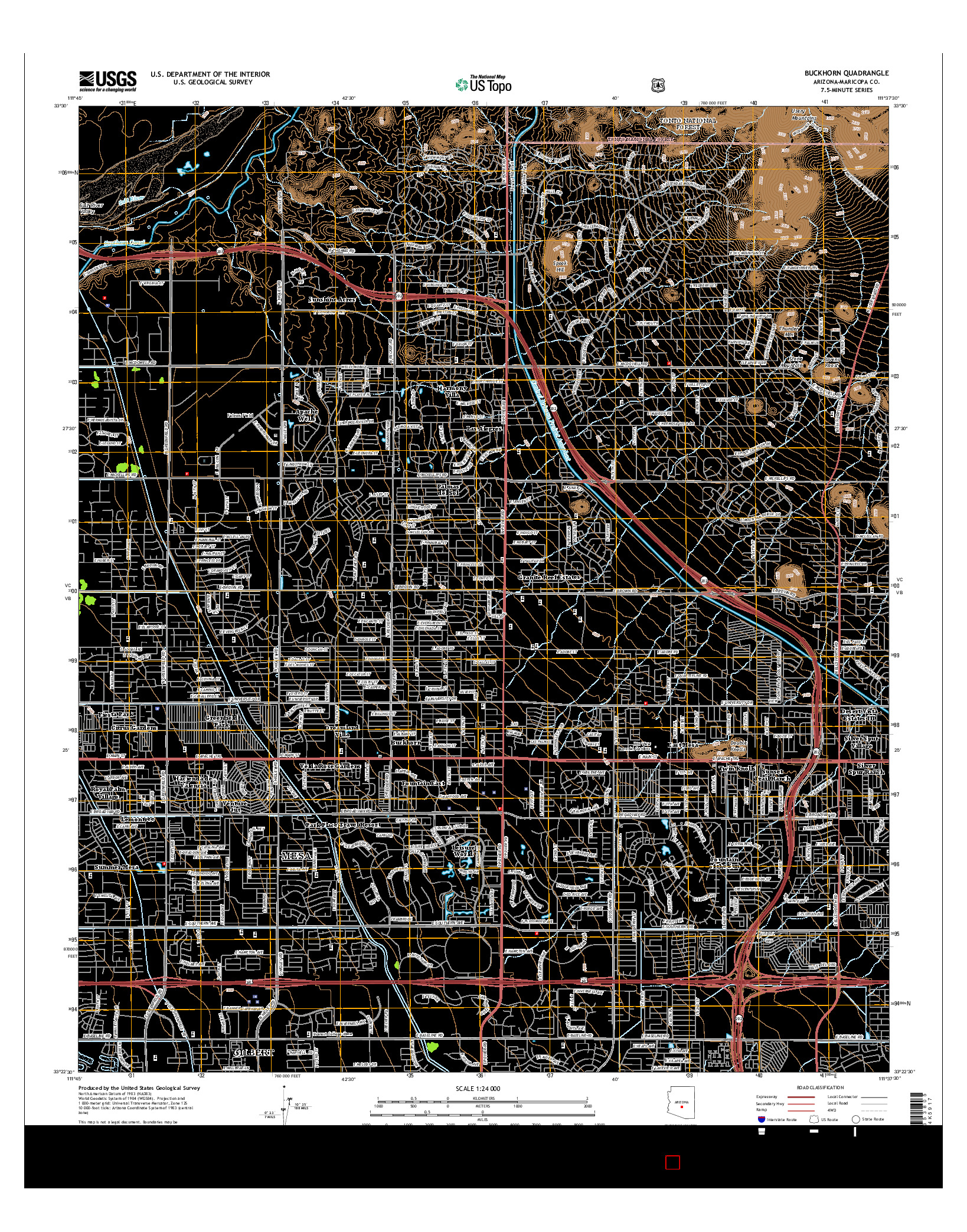 USGS US TOPO 7.5-MINUTE MAP FOR BUCKHORN, AZ 2014