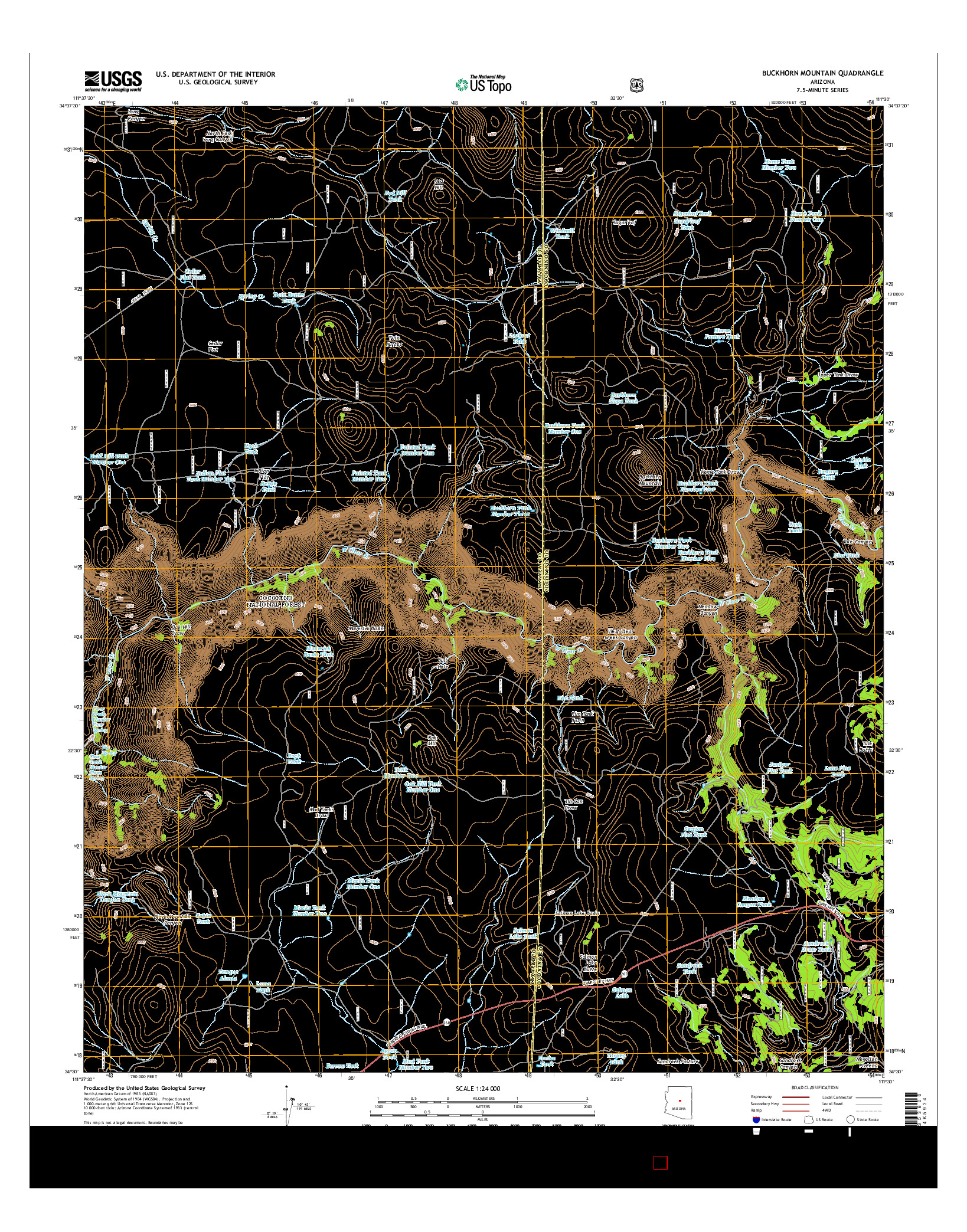 USGS US TOPO 7.5-MINUTE MAP FOR BUCKHORN MOUNTAIN, AZ 2014