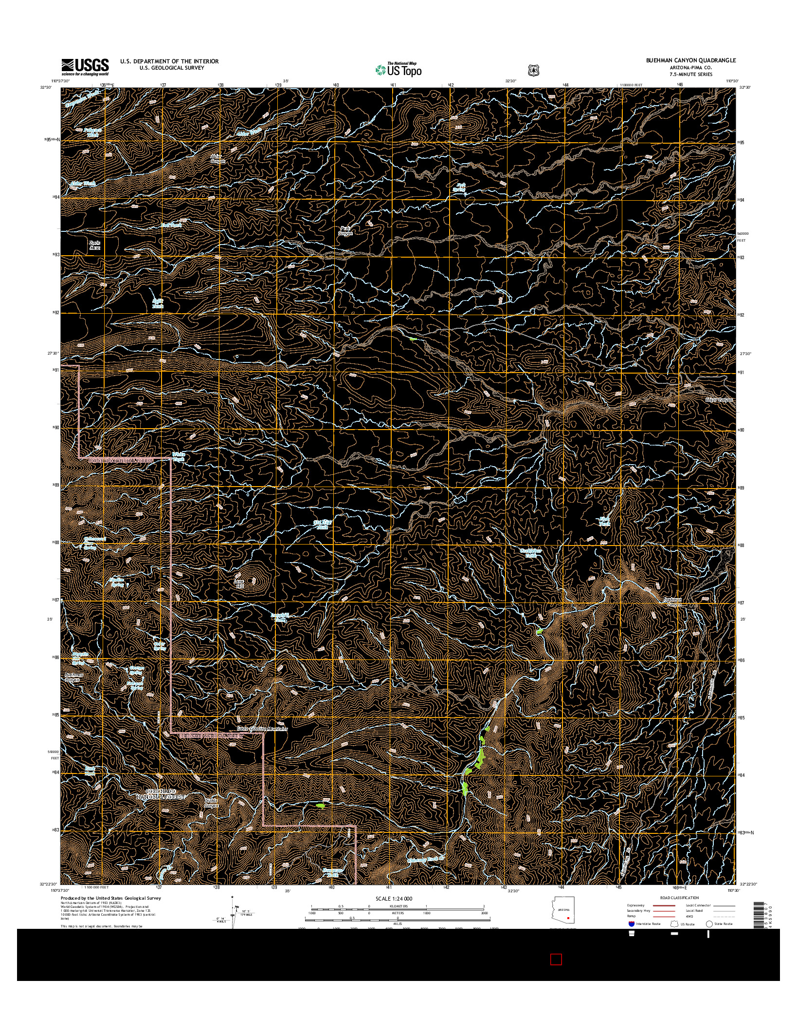 USGS US TOPO 7.5-MINUTE MAP FOR BUEHMAN CANYON, AZ 2014
