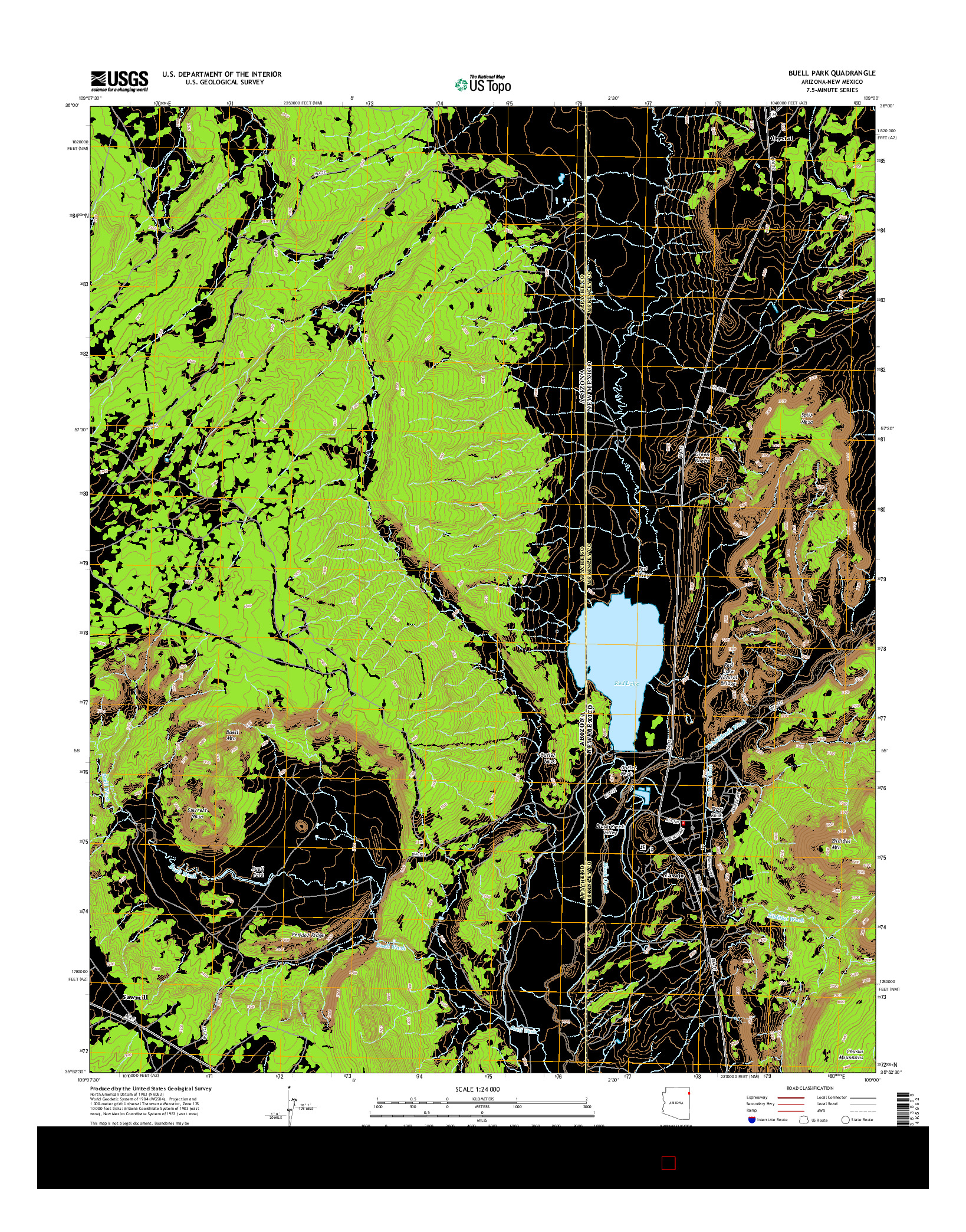 USGS US TOPO 7.5-MINUTE MAP FOR BUELL PARK, AZ-NM 2014