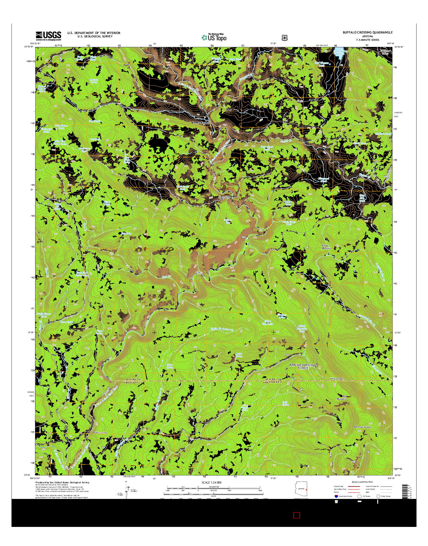 USGS US TOPO 7.5-MINUTE MAP FOR BUFFALO CROSSING, AZ 2014