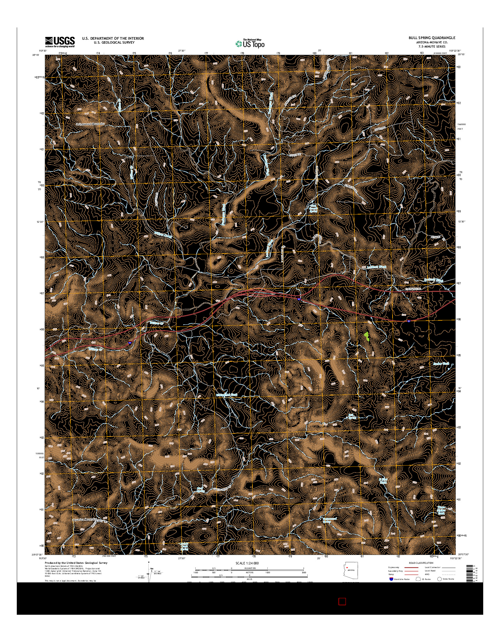USGS US TOPO 7.5-MINUTE MAP FOR BULL SPRING, AZ 2014