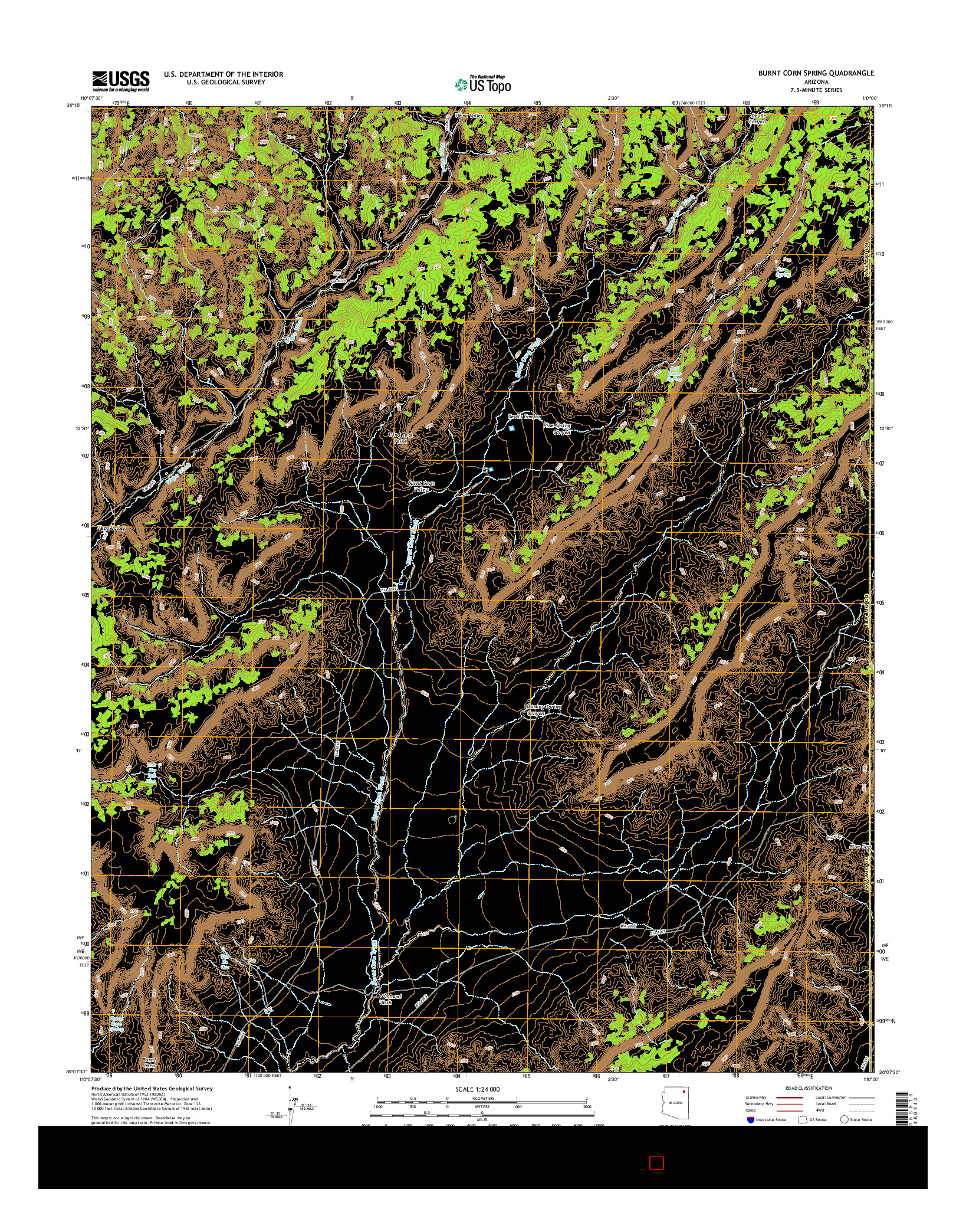 USGS US TOPO 7.5-MINUTE MAP FOR BURNT CORN SPRING, AZ 2014