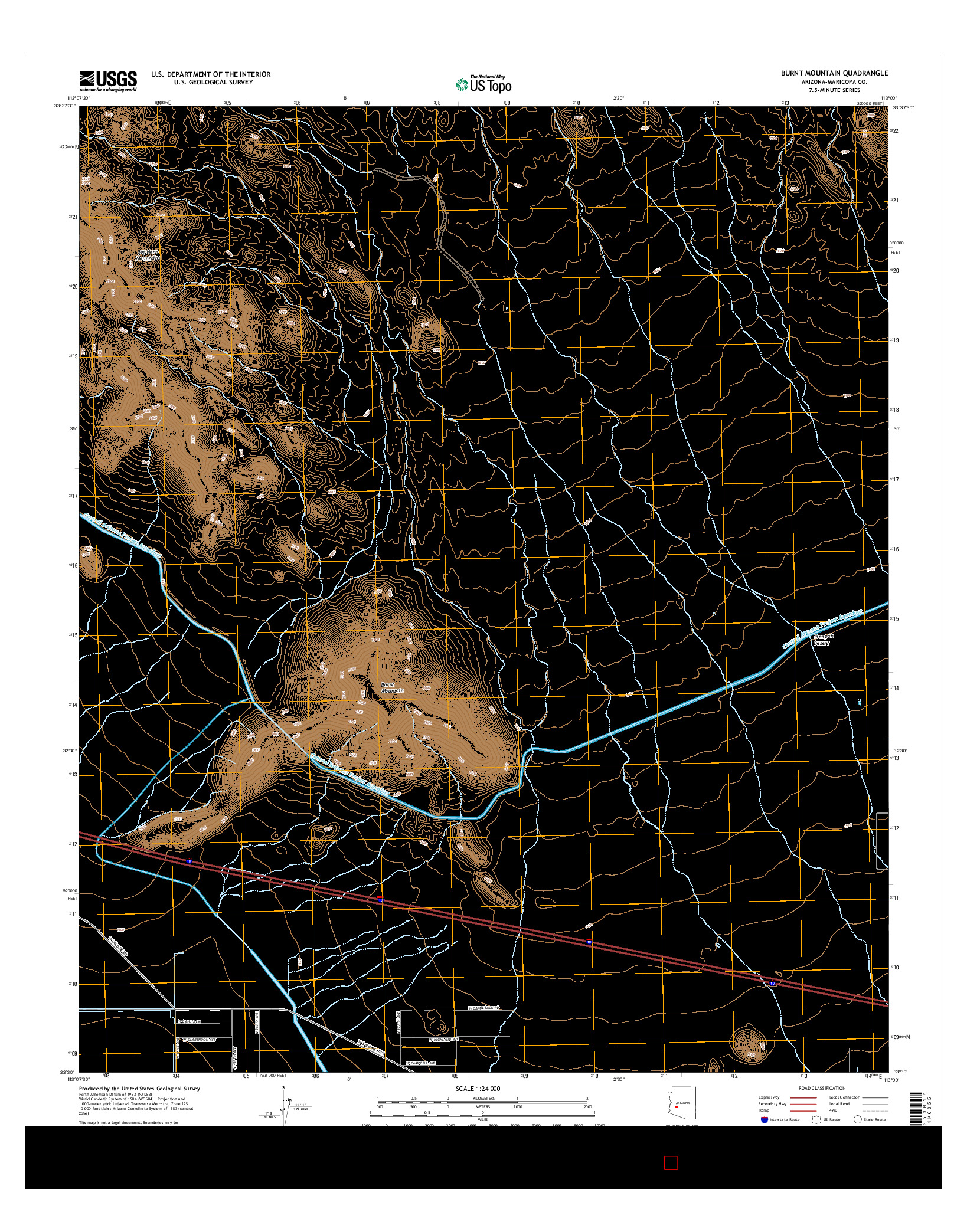 USGS US TOPO 7.5-MINUTE MAP FOR BURNT MOUNTAIN, AZ 2014