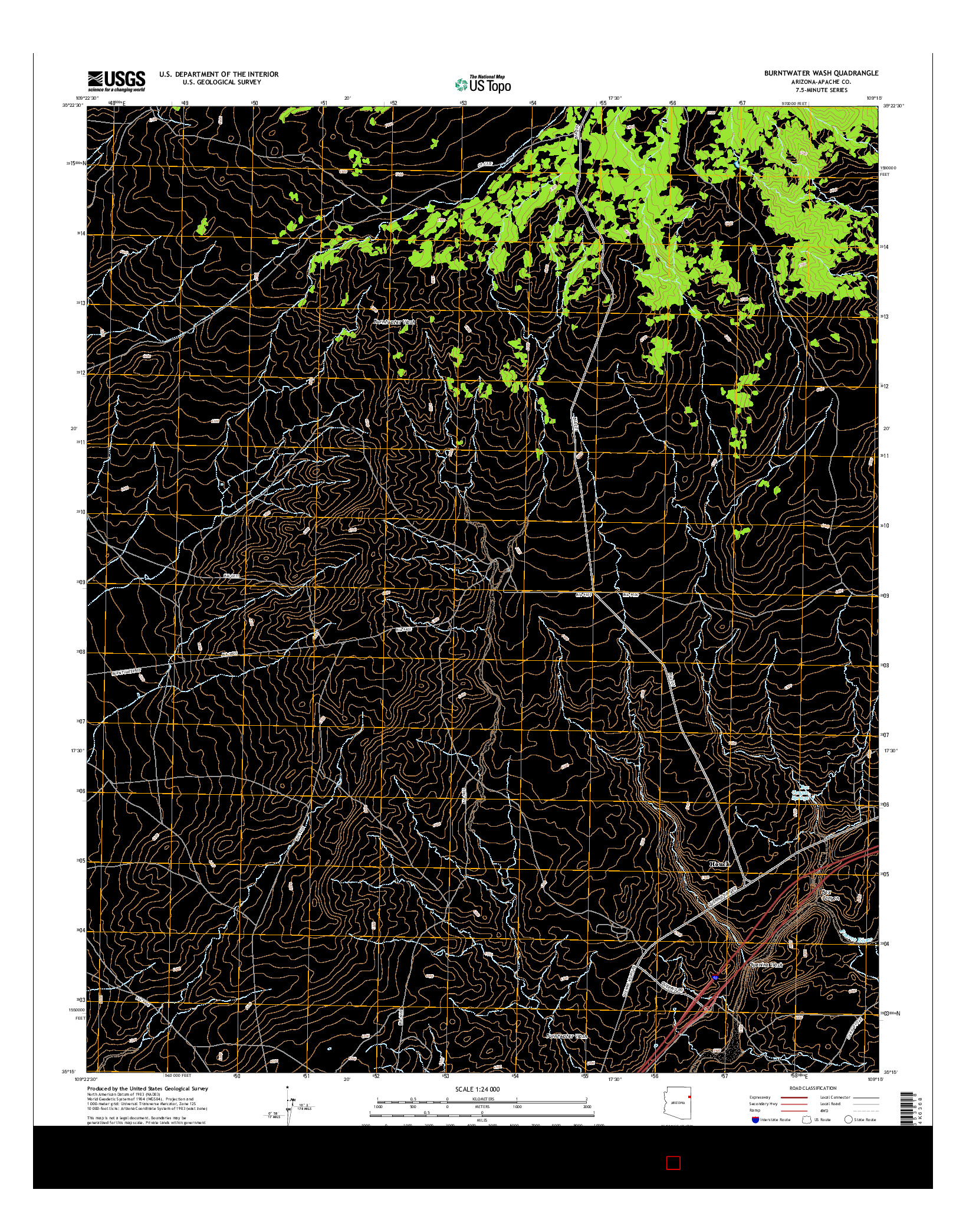 USGS US TOPO 7.5-MINUTE MAP FOR BURNTWATER WASH, AZ 2014