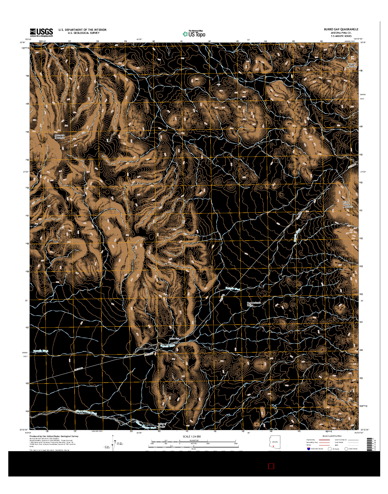 USGS US TOPO 7.5-MINUTE MAP FOR BURRO GAP, AZ 2014
