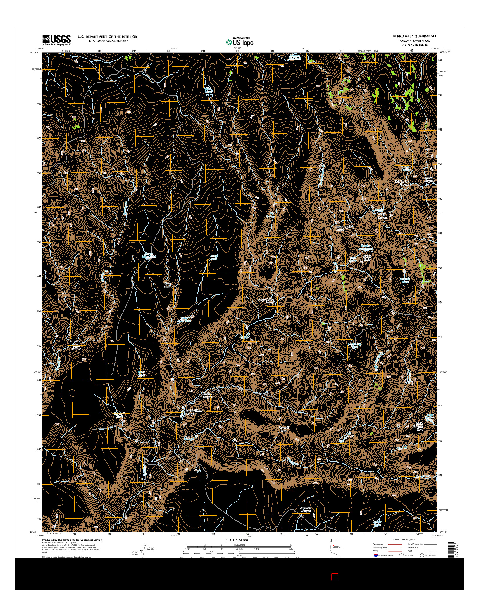 USGS US TOPO 7.5-MINUTE MAP FOR BURRO MESA, AZ 2014