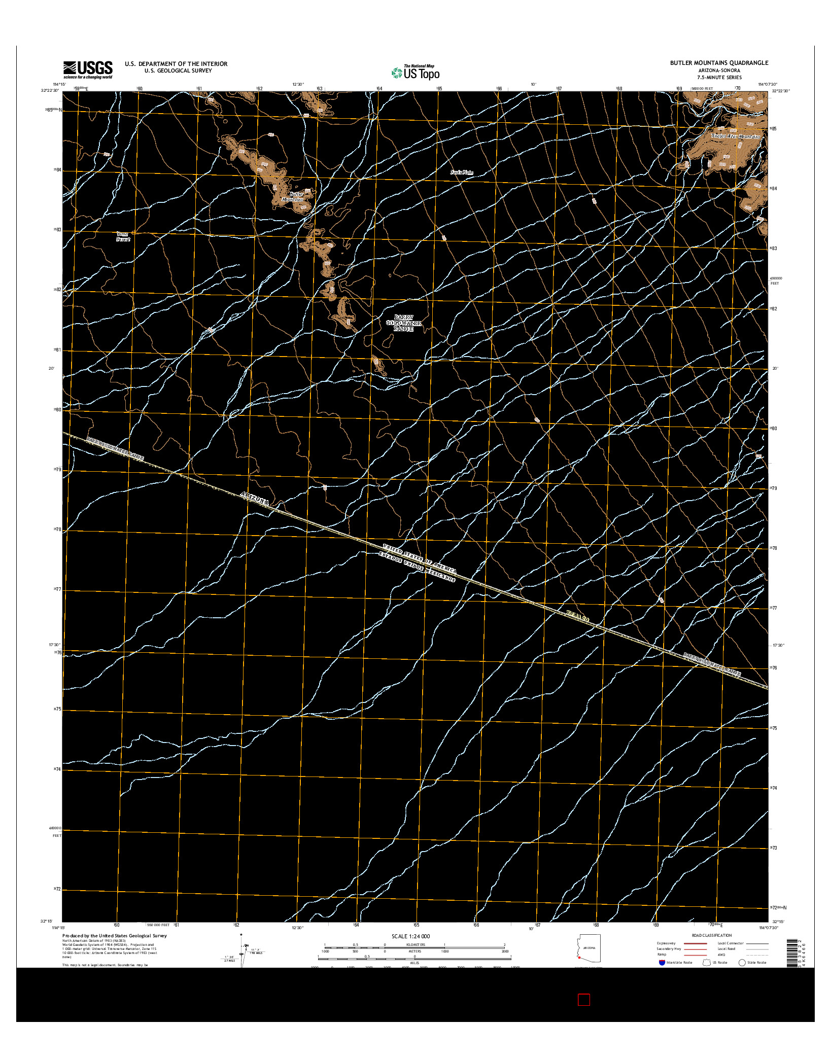 USGS US TOPO 7.5-MINUTE MAP FOR BUTLER MOUNTAINS, AZ-SON 2014