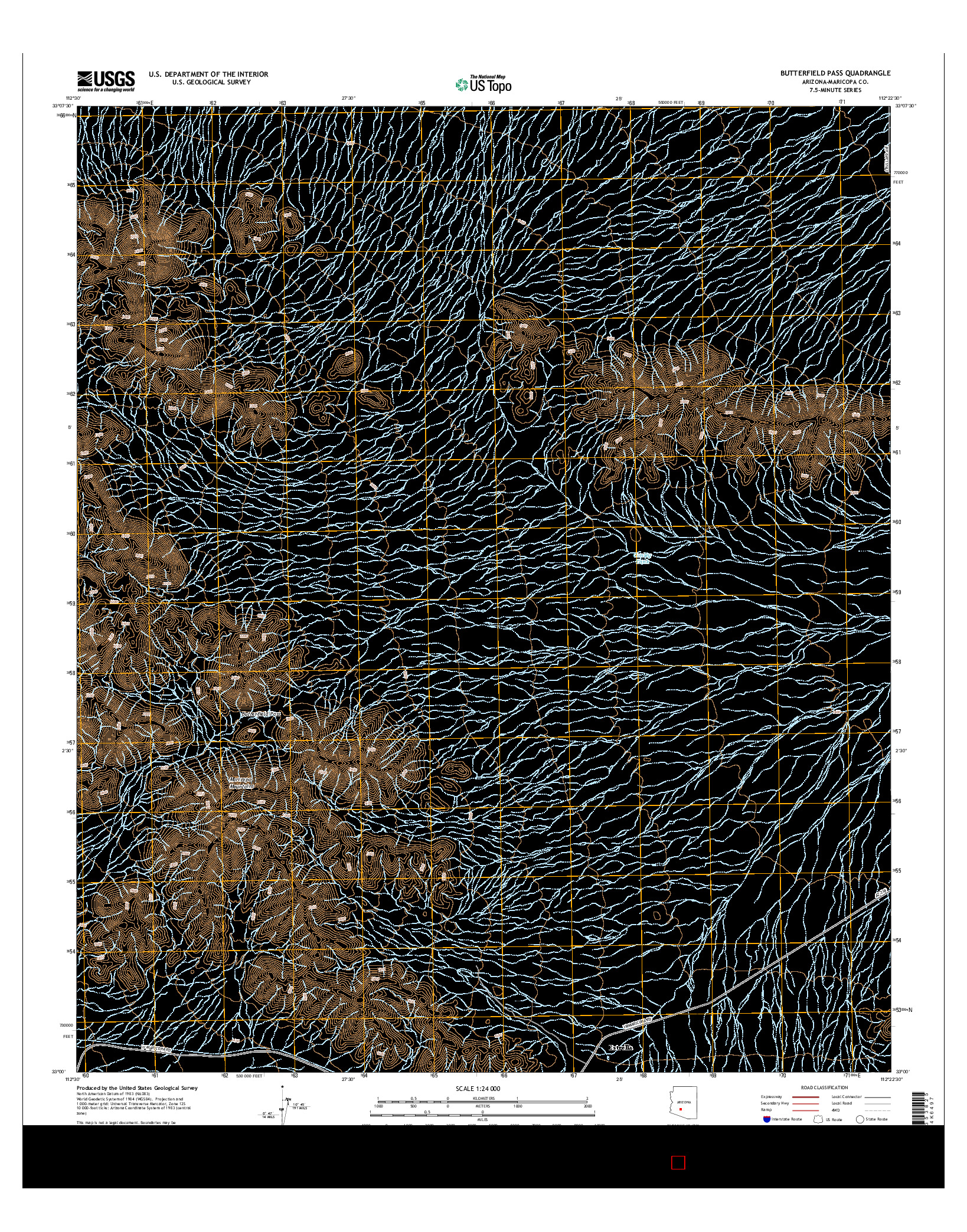 USGS US TOPO 7.5-MINUTE MAP FOR BUTTERFIELD PASS, AZ 2014