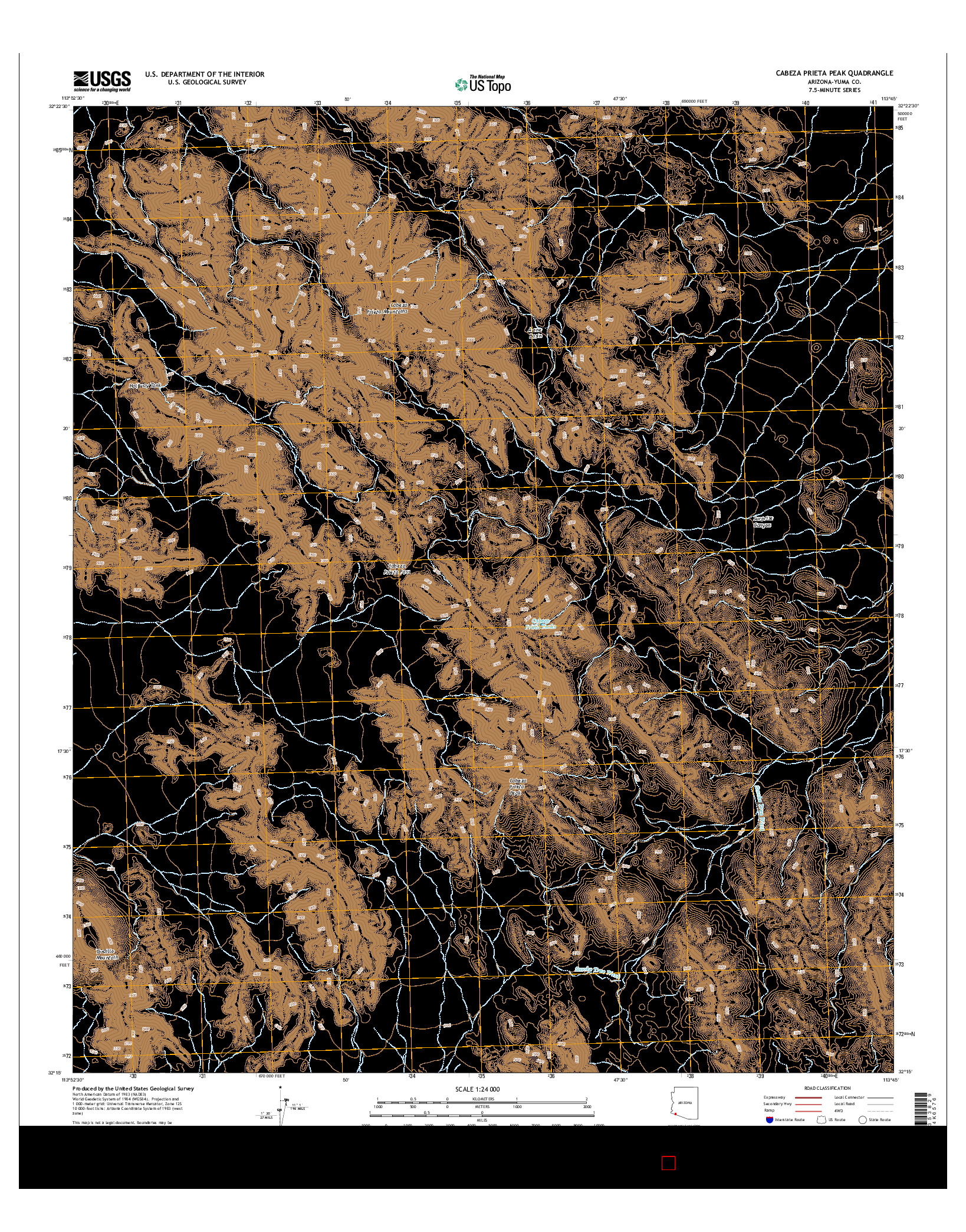 USGS US TOPO 7.5-MINUTE MAP FOR CABEZA PRIETA PEAK, AZ 2014