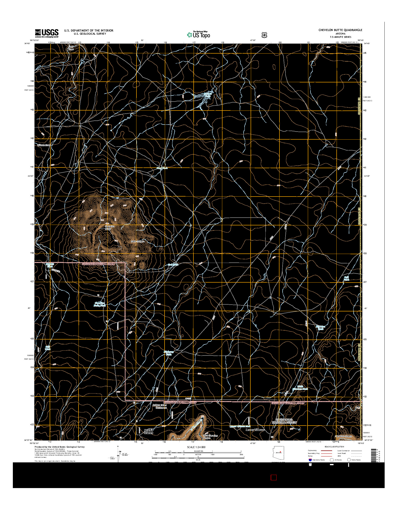 USGS US TOPO 7.5-MINUTE MAP FOR CHEVELON BUTTE, AZ 2014