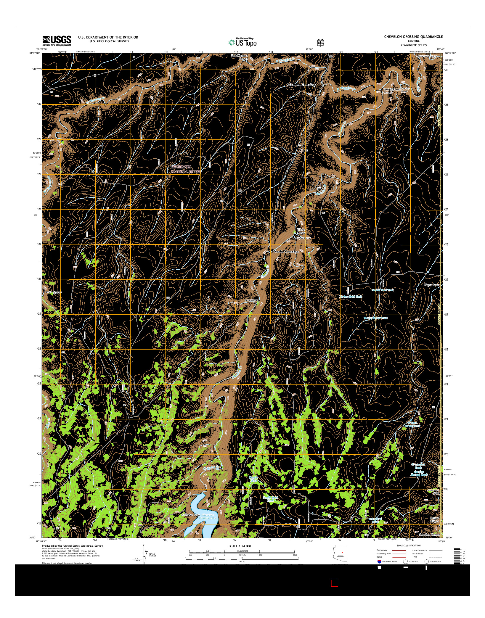 USGS US TOPO 7.5-MINUTE MAP FOR CHEVELON CROSSING, AZ 2014