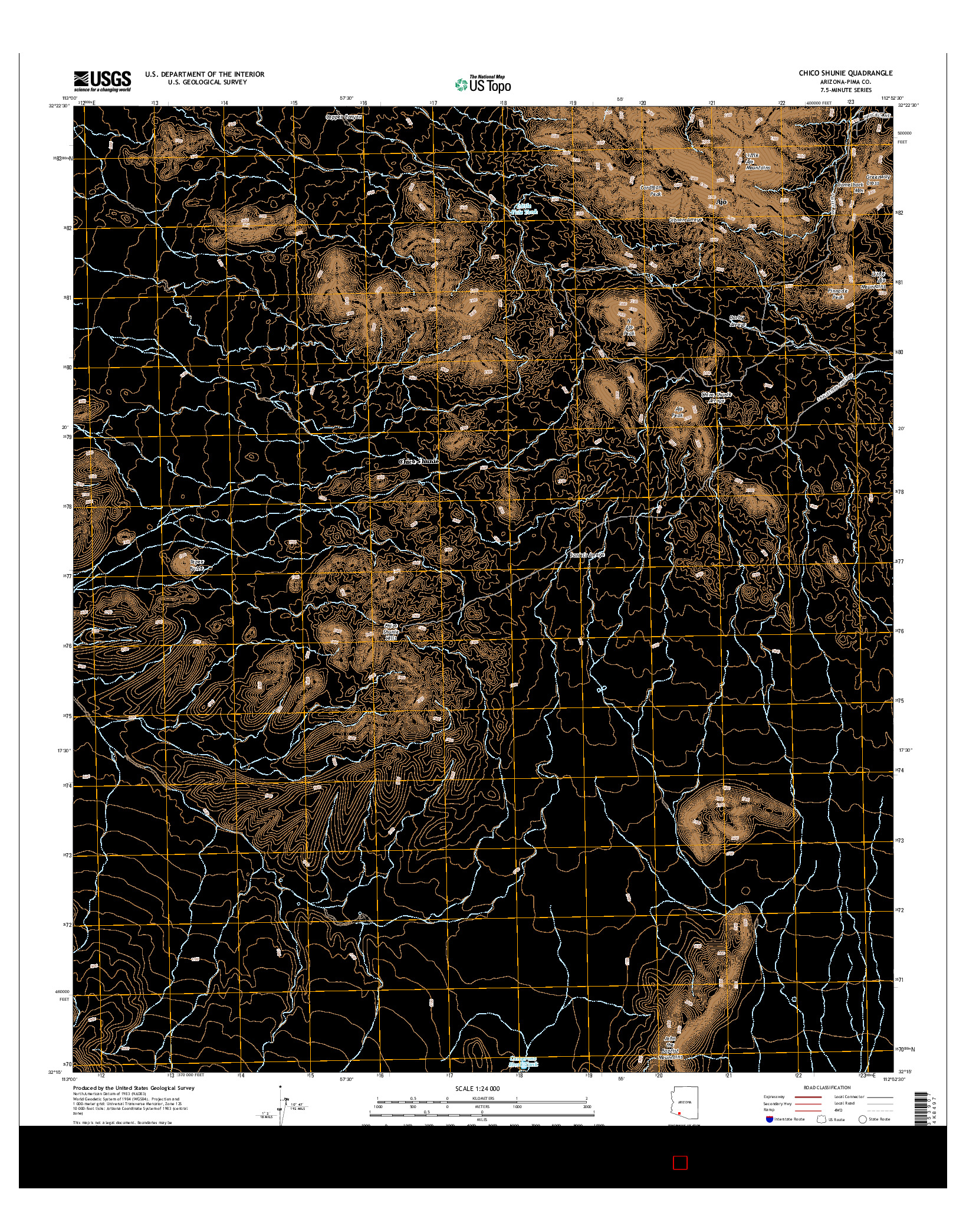 USGS US TOPO 7.5-MINUTE MAP FOR CHICO SHUNIE, AZ 2014