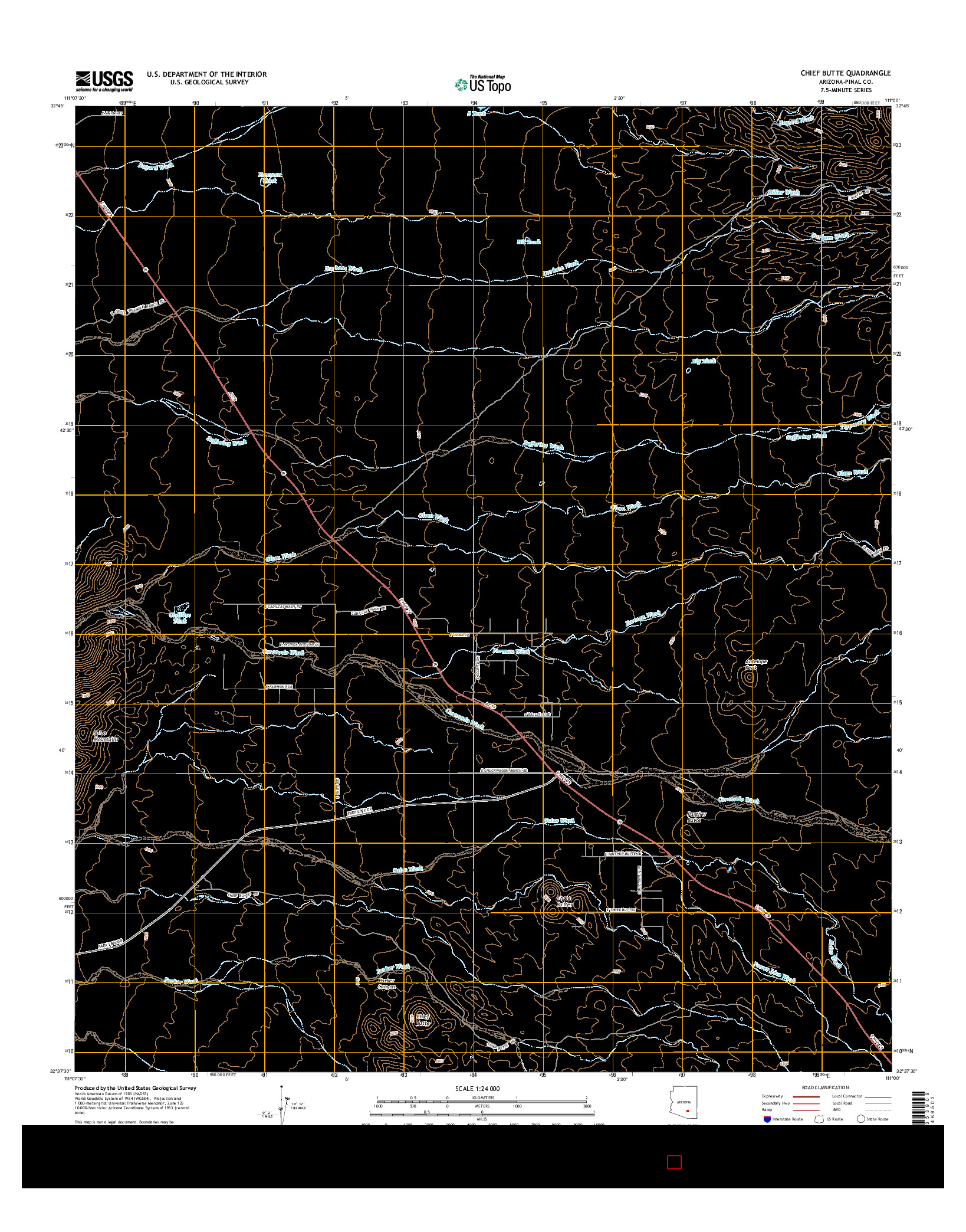 USGS US TOPO 7.5-MINUTE MAP FOR CHIEF BUTTE, AZ 2014