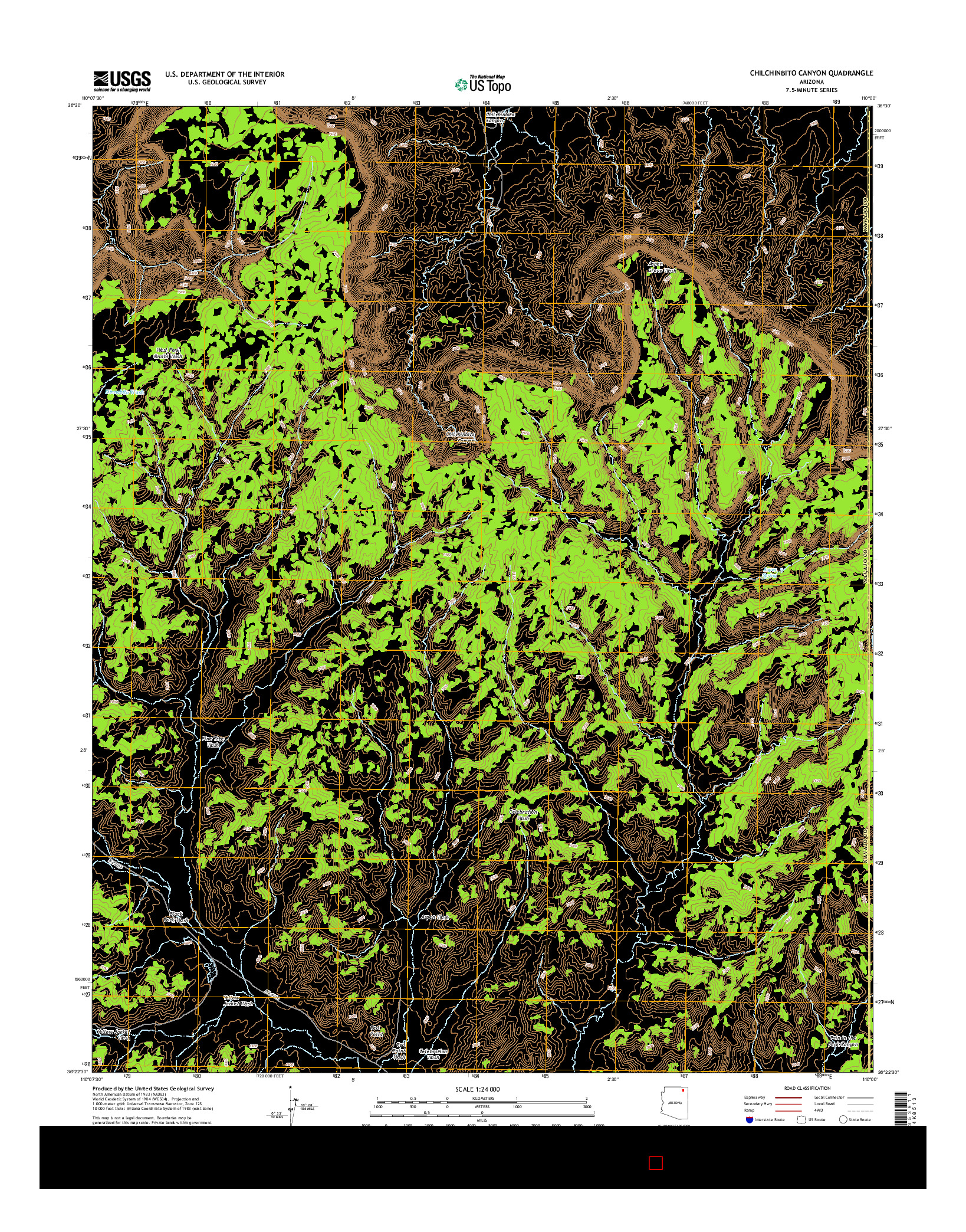 USGS US TOPO 7.5-MINUTE MAP FOR CHILCHINBITO CANYON, AZ 2014