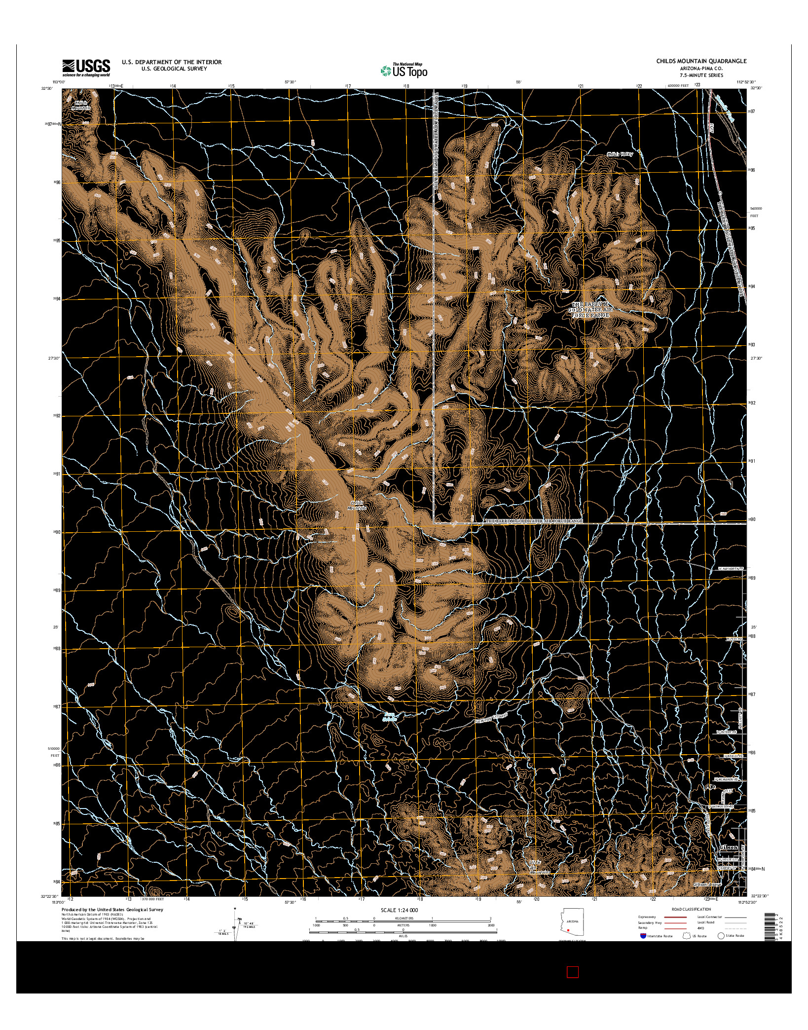 USGS US TOPO 7.5-MINUTE MAP FOR CHILDS MOUNTAIN, AZ 2014