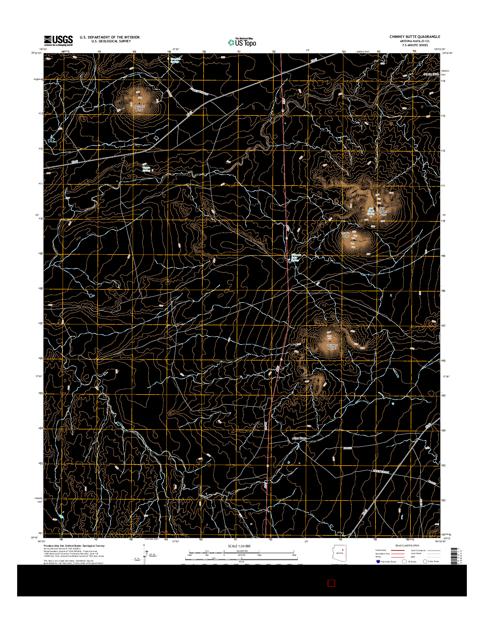 USGS US TOPO 7.5-MINUTE MAP FOR CHIMNEY BUTTE, AZ 2014