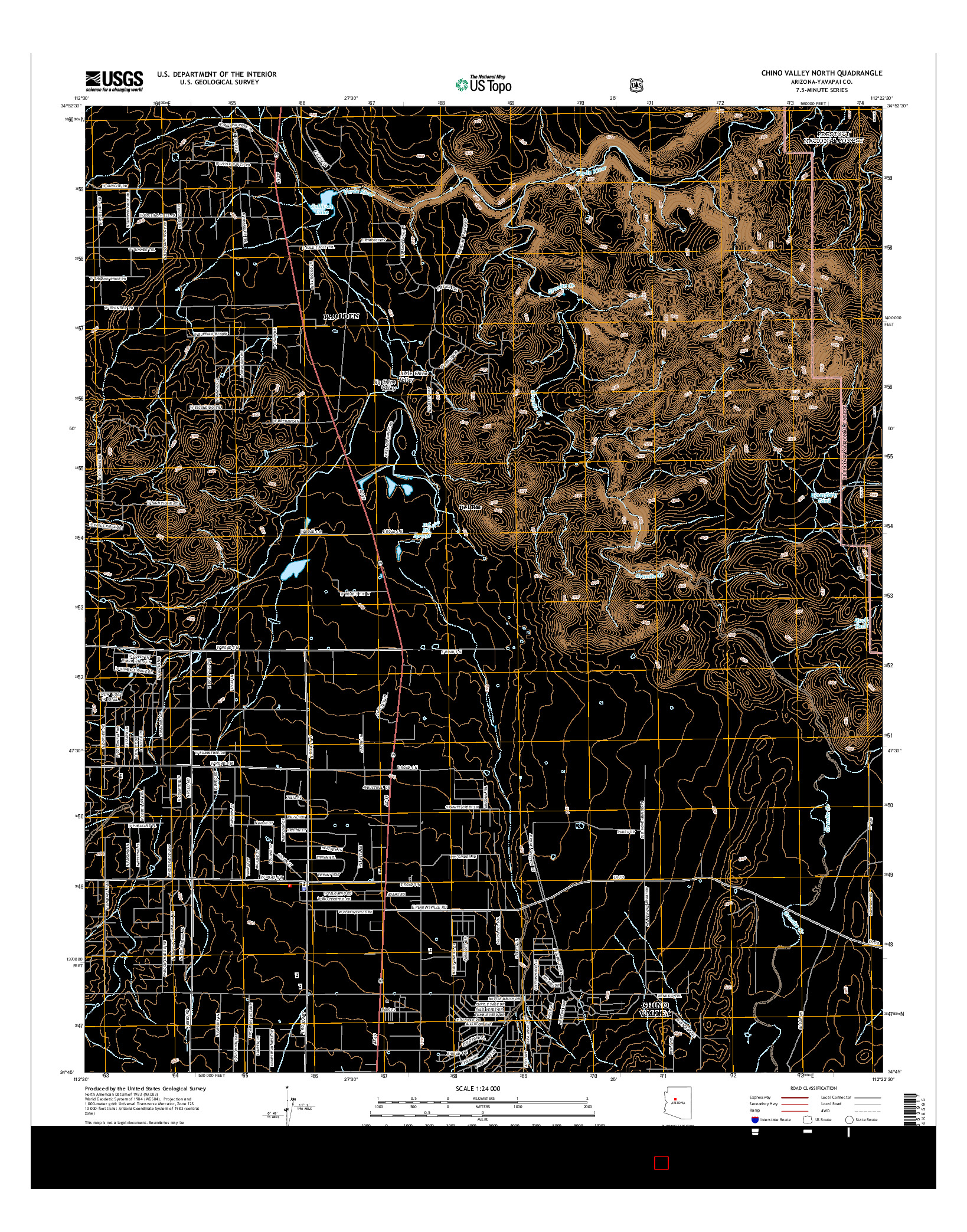 USGS US TOPO 7.5-MINUTE MAP FOR CHINO VALLEY NORTH, AZ 2014