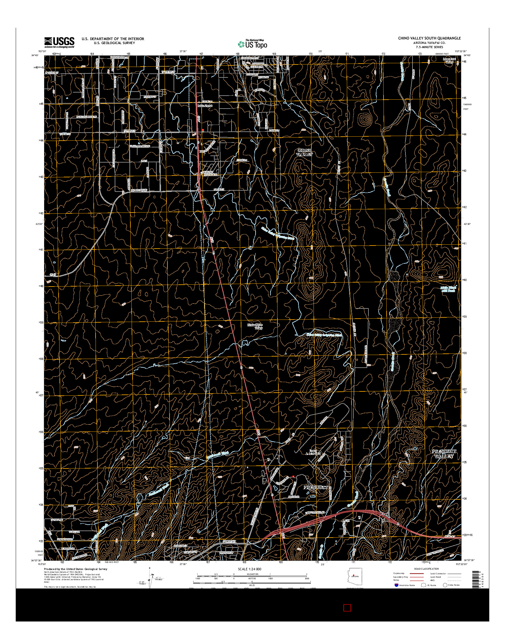 USGS US TOPO 7.5-MINUTE MAP FOR CHINO VALLEY SOUTH, AZ 2014