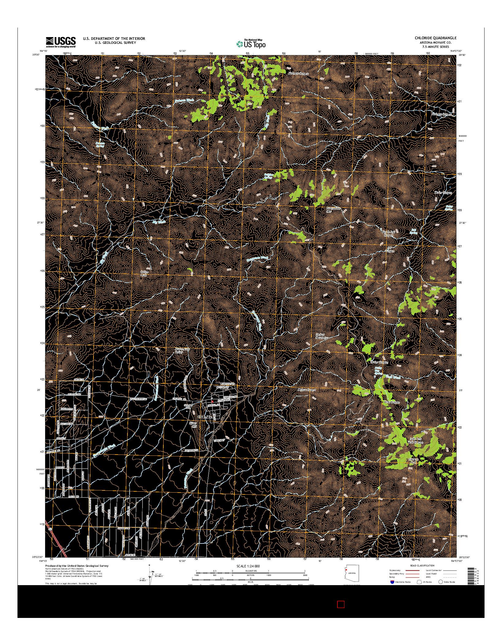 USGS US TOPO 7.5-MINUTE MAP FOR CHLORIDE, AZ 2014