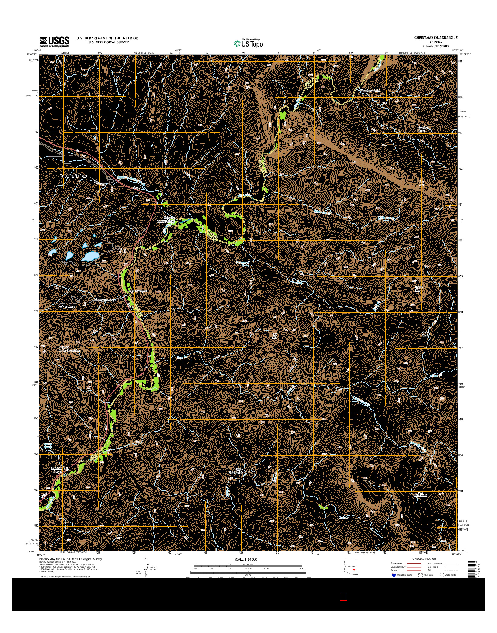 USGS US TOPO 7.5-MINUTE MAP FOR CHRISTMAS, AZ 2014